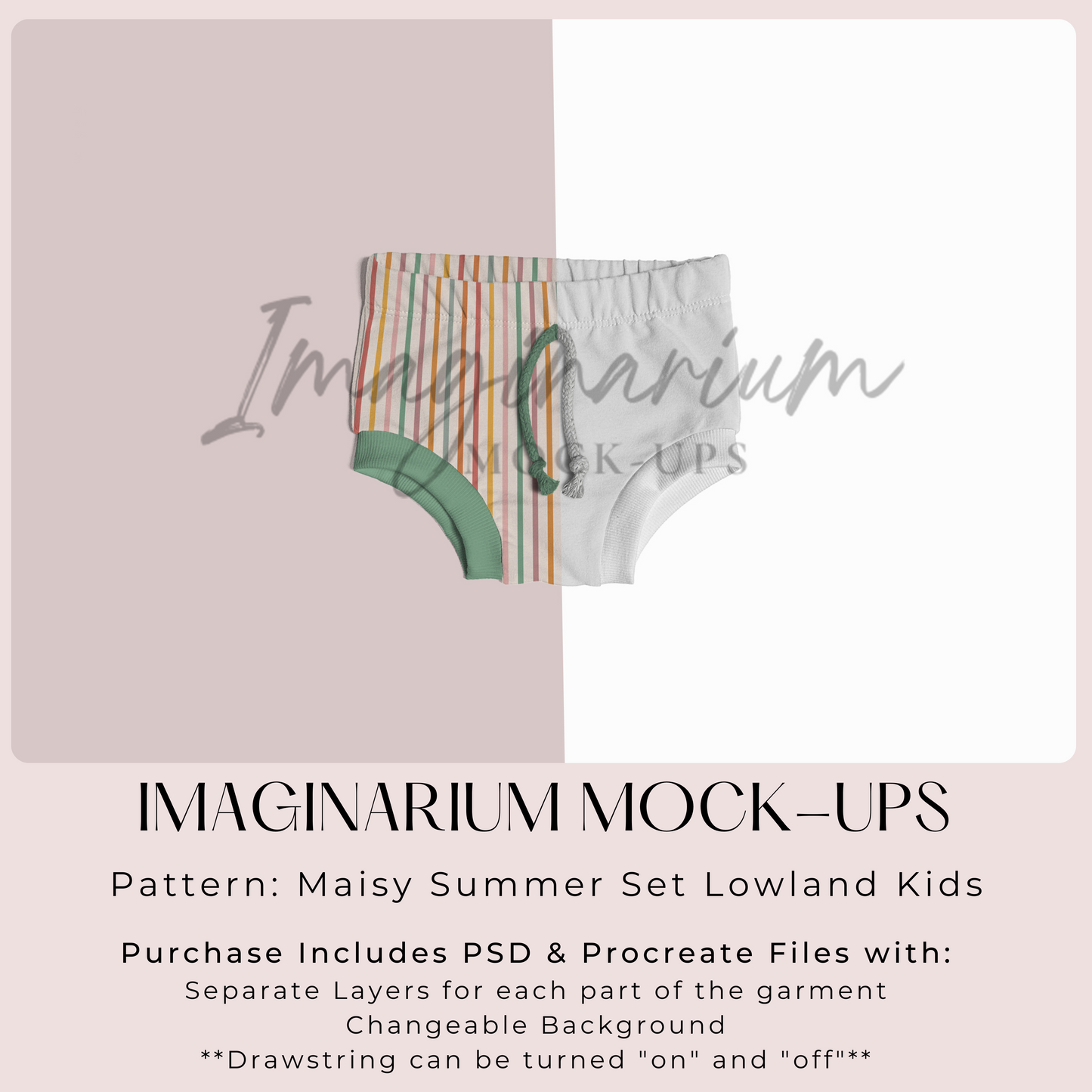 Maisy Summer Set Shorties Mock Up, Realistic Clothing Mockup for Photoshop and Procreate