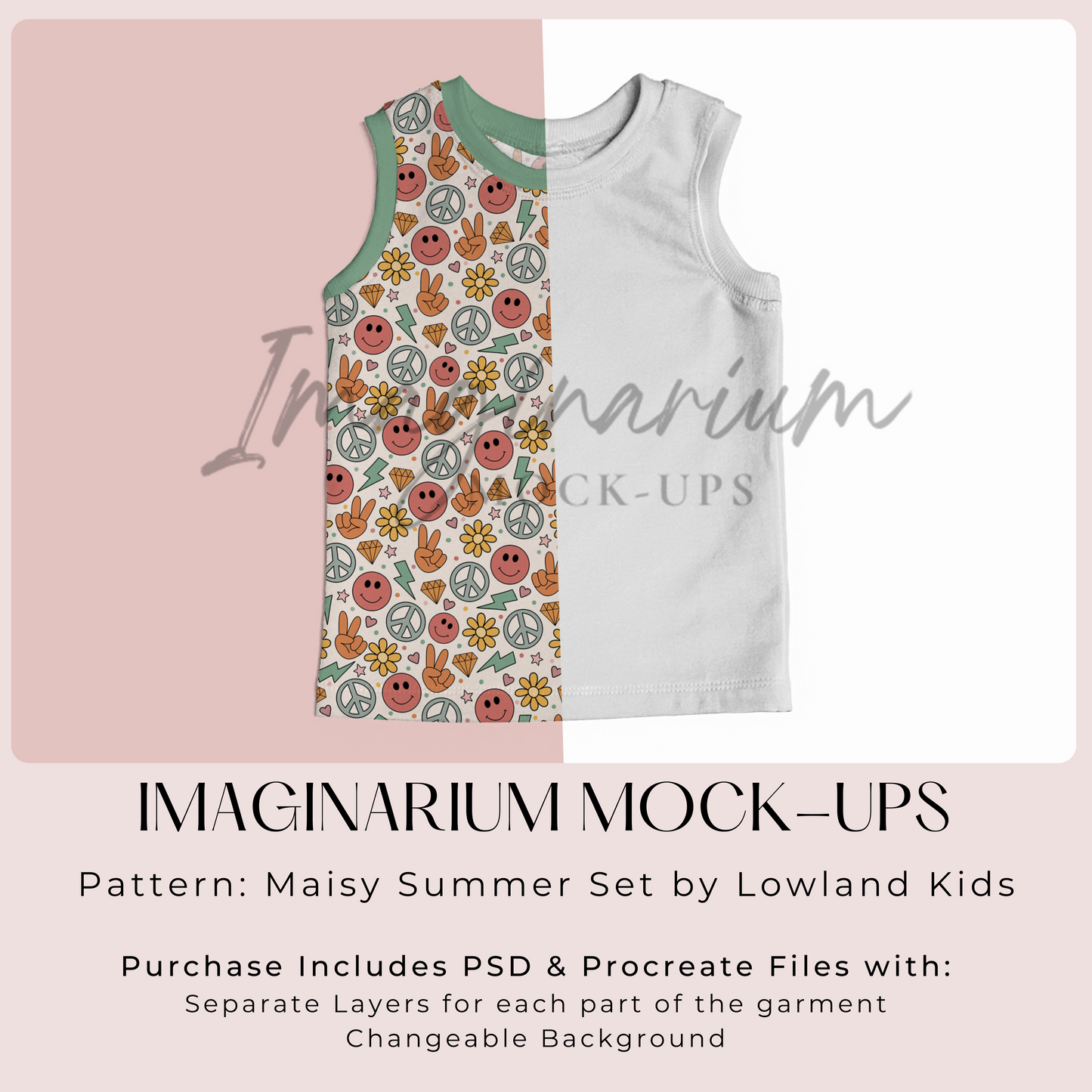 Maisy Summer Set Tank Top Mock Up, Realistic Clothing Mockup for Photoshop and Procreate