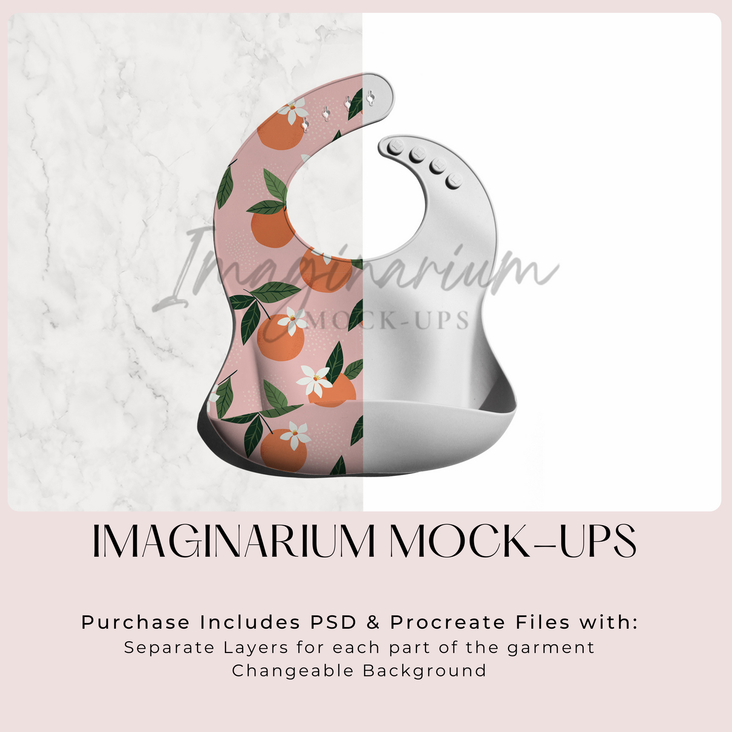 Silicone Catch All Bib Mock Up, Realistic Baby Bib Mockup for Photoshop and Procreate