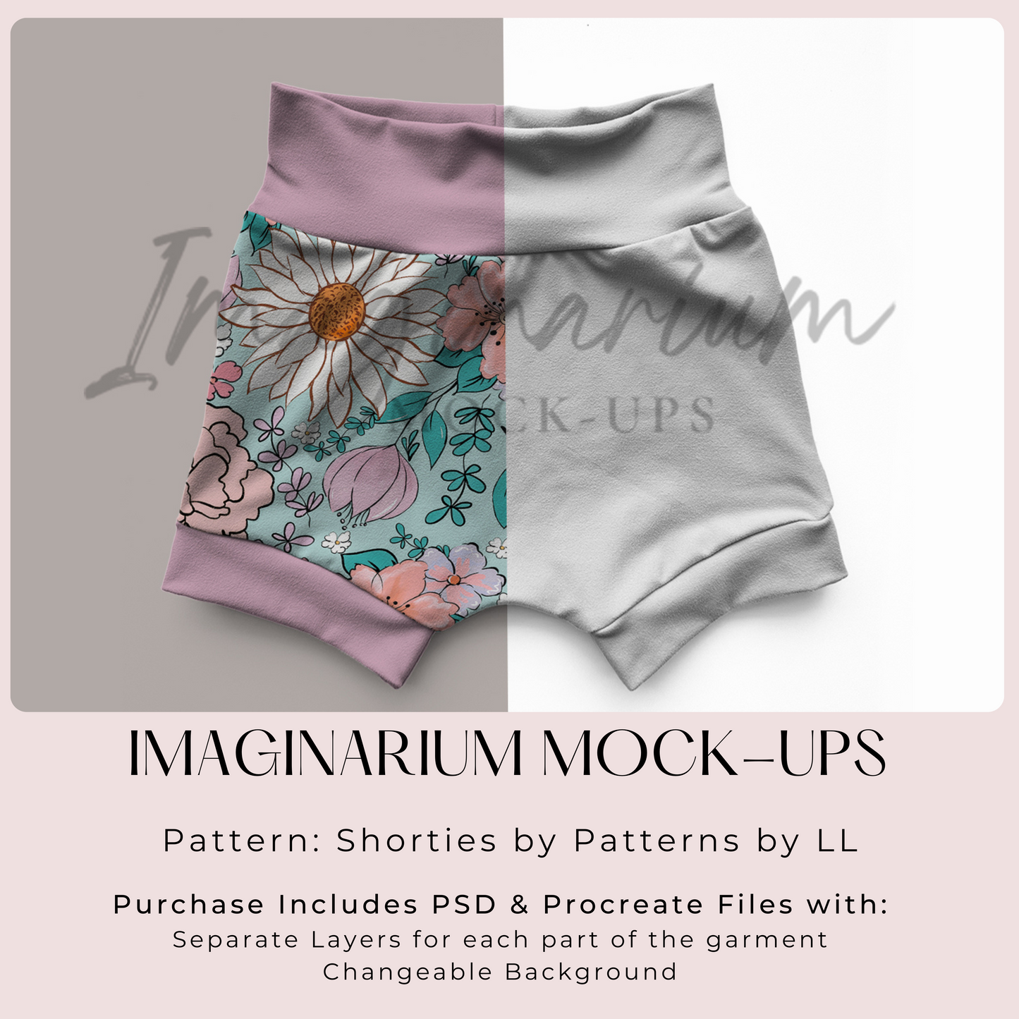 Shorties Shorts Mock Up, Realistic Clothing Mockup for Photoshop and Procreate