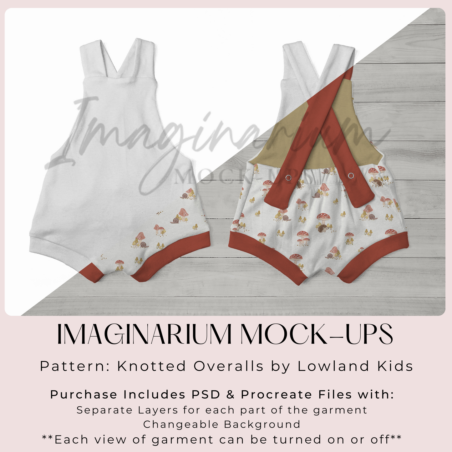 Overalls Shorties Mock Up, Realistic Clothing Mockups for Photoshop and Procreate