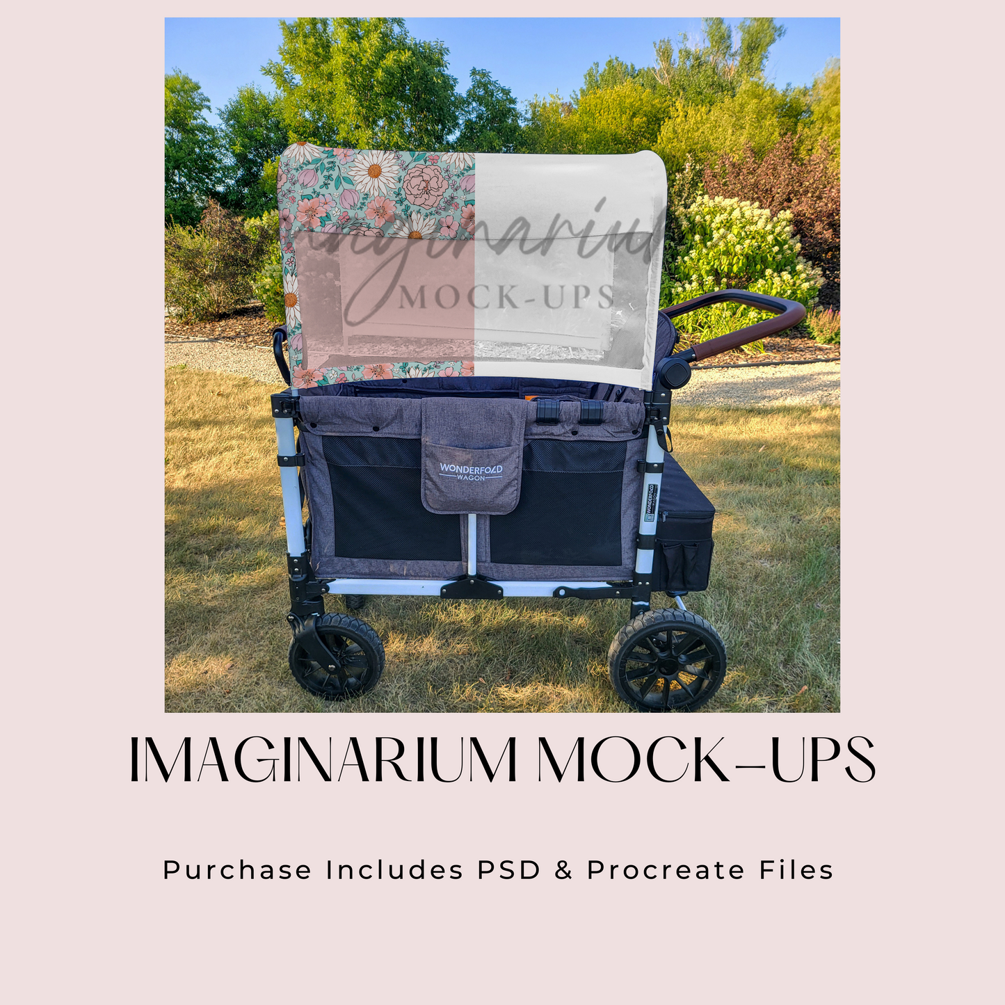 Wagon Cover with Mesh Mock Up, Customizable Realistic Mockup for Procreate and Photoshop
