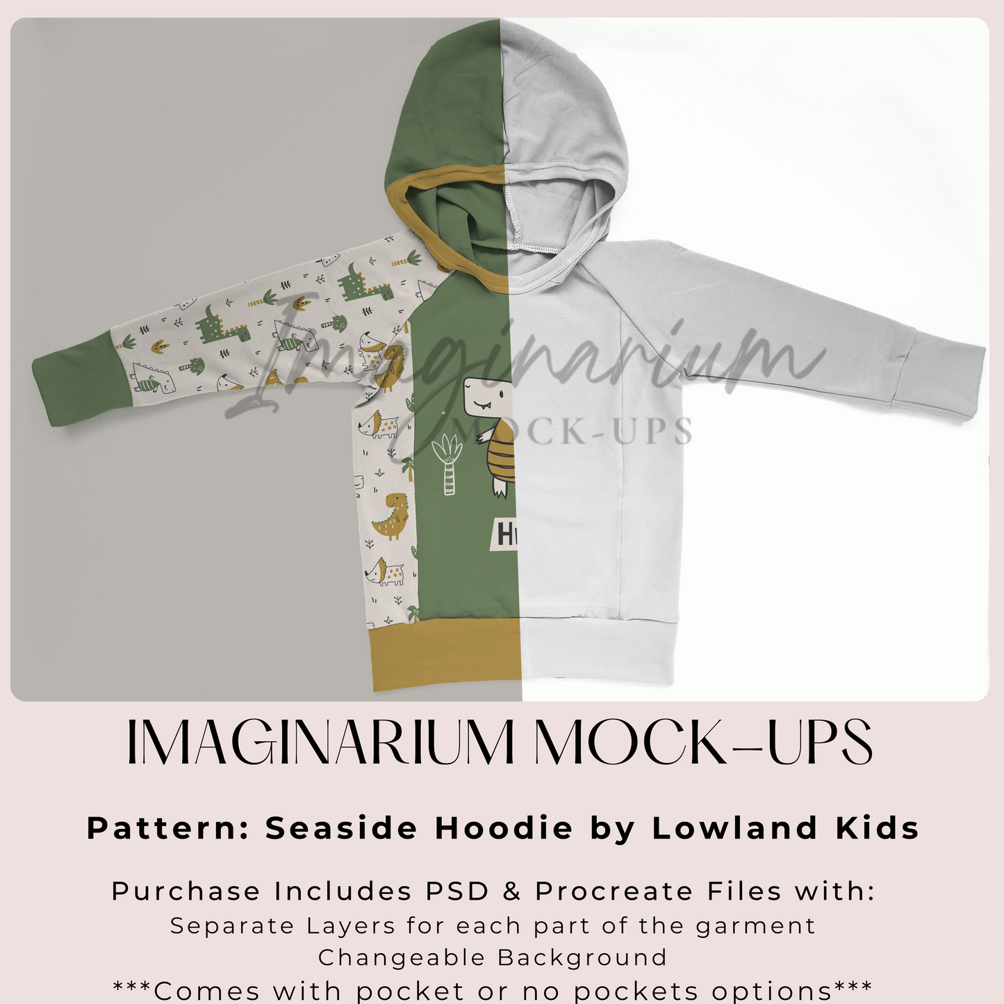 Seaside Hoodie Sweatshirt Mockup, Realistic Clothing Mock Up for Photoshop and Procreate