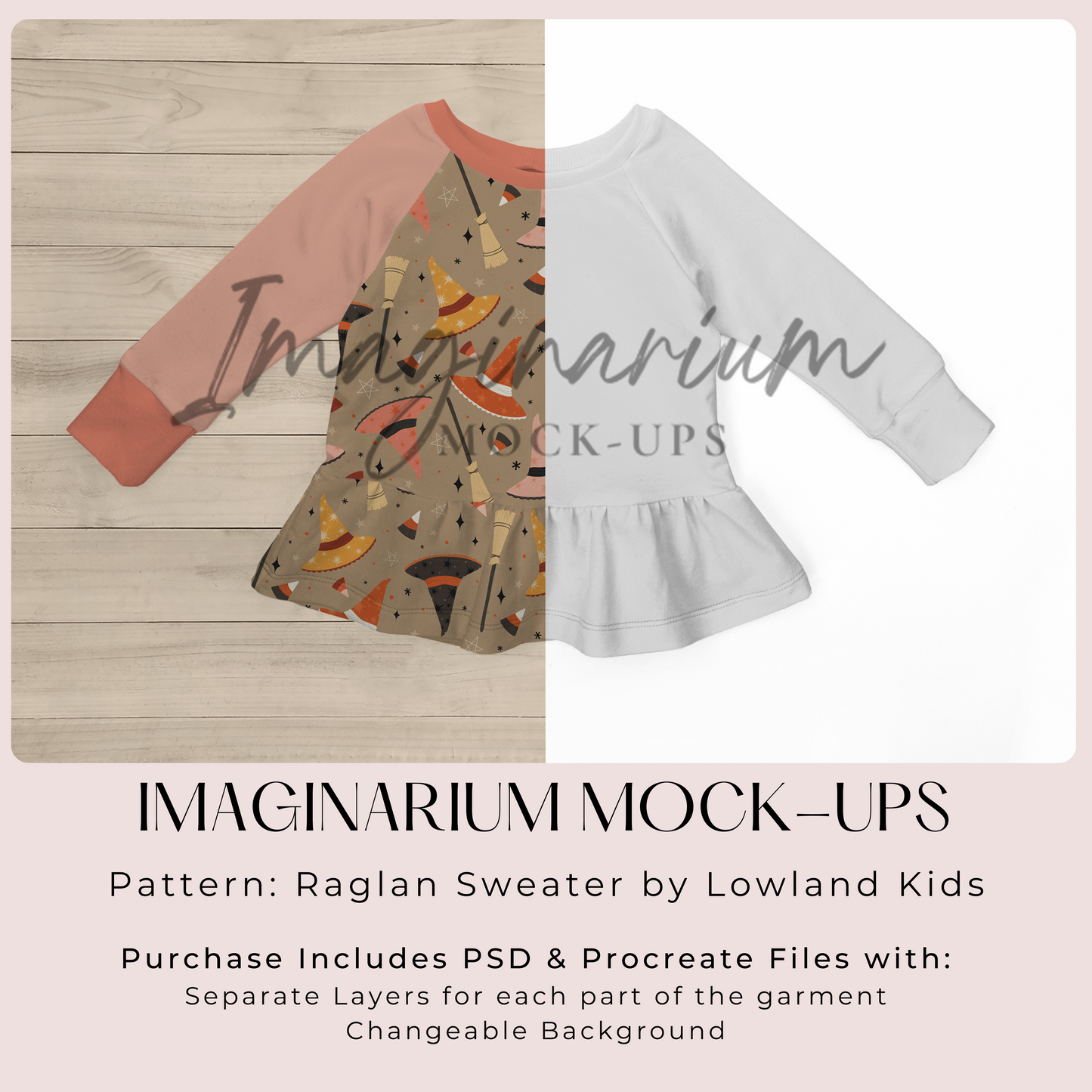 Ruffle Raglan Sweater Mockup, Realistic Clothing Mock Up for Photoshop and Procreate