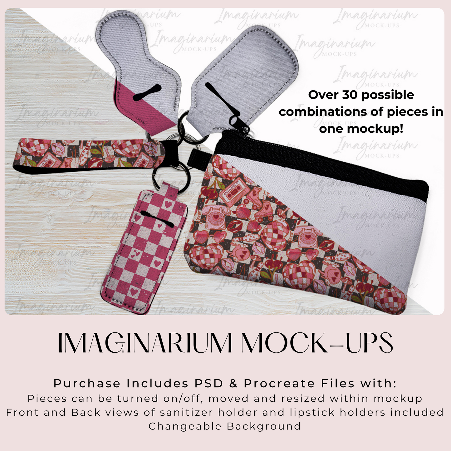 Sublimation Wristlet Keychain Bundle Mock Up, Realistic Mockup for Photoshop and Procreate