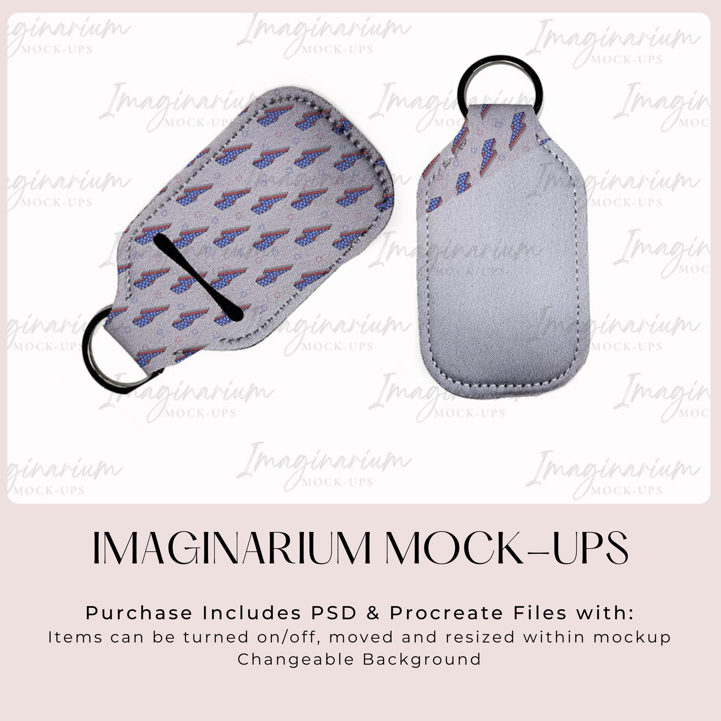 Hand Sanitizer Holder Sublimation Keychain Mock Up, Realistic Mockup for Photoshop and Procreate