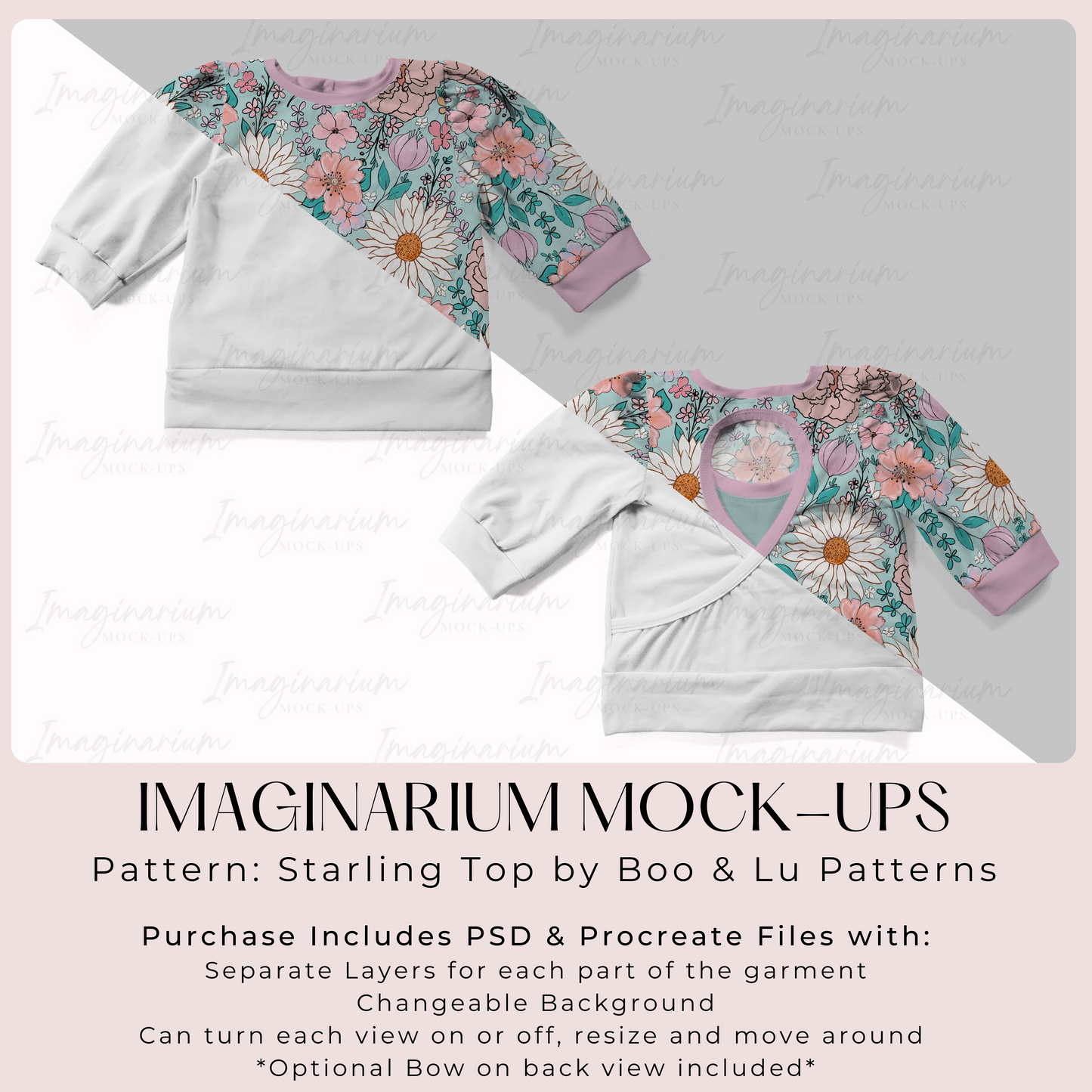 Long Sleeve Starling Top Mock Up, Realistic Clothing Mockup for Photoshop and Procreate