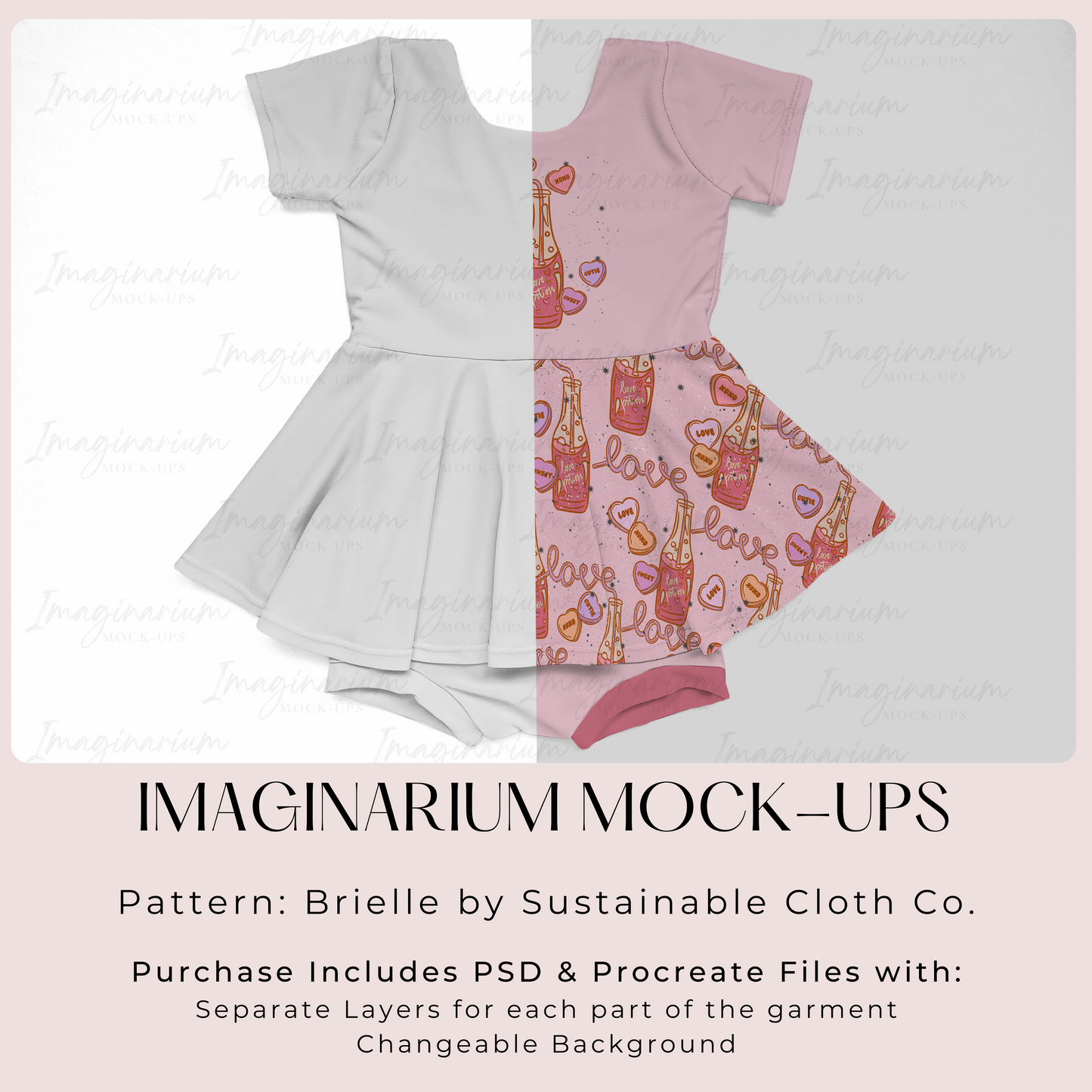 Brielle Short Sleeve Peplum with Shorts Mock Up, Realistic Clothing Mockup for Photoshop and Procreate