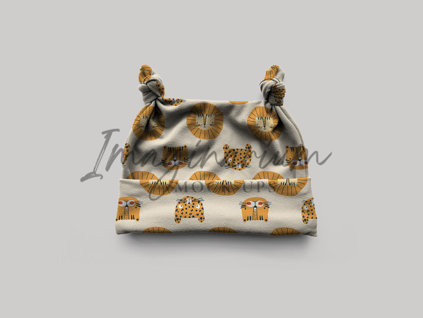 Double Knot Beanie Baby Hat Mock Up, Realistic Clothing Mockup for Photoshop and Procreate