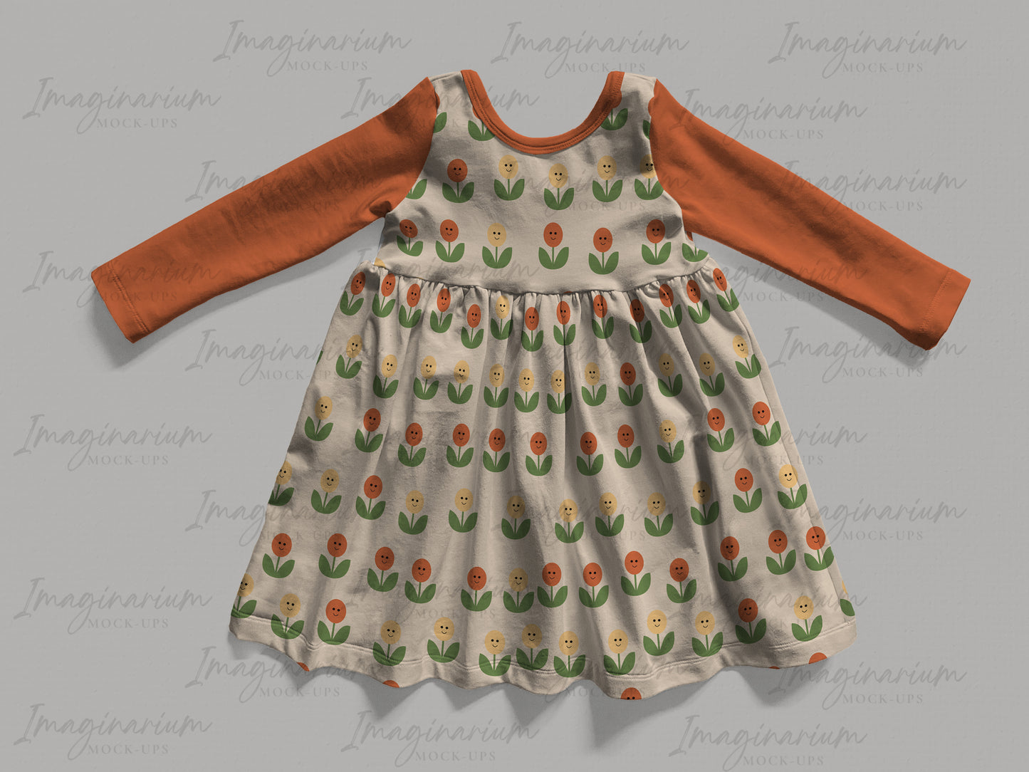 Long Sleeve Ellie Dress Mock Up, Realistic Clothing Mockup for Photoshop and Procreate
