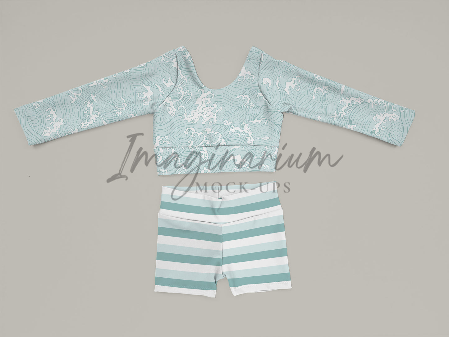 Halloway Long Sleeve Two Piece Swimsuit Mockup , Realistic Swimwear Mock Up for Photoshop and Procreate