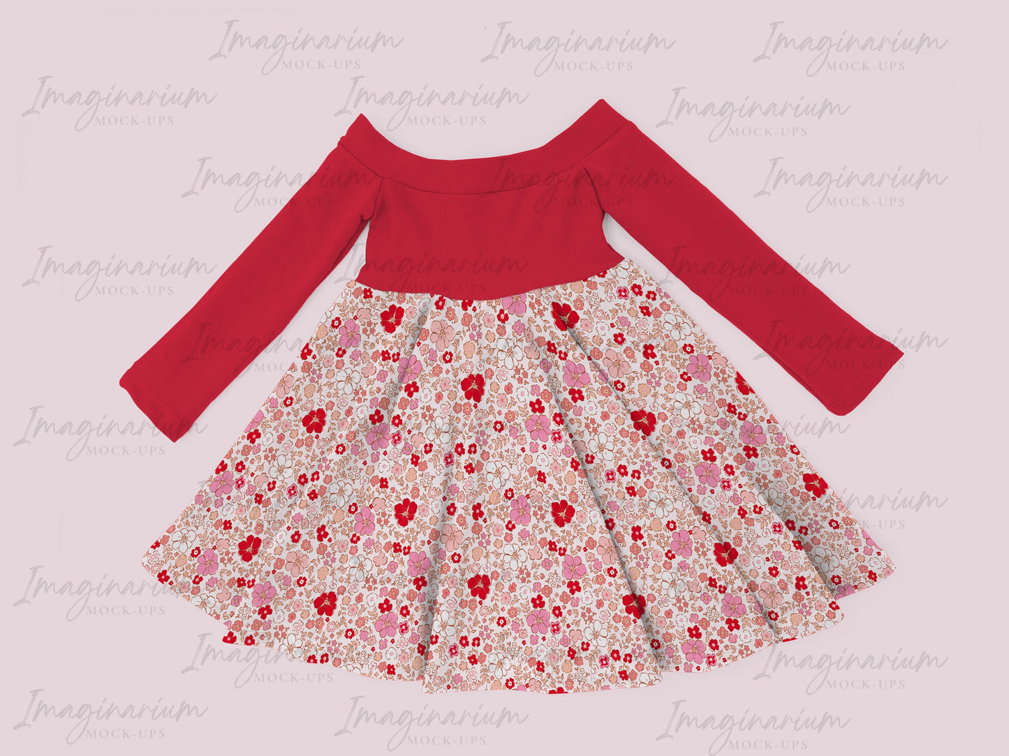 BUNDLE Hibiscus Dress Mock Up, Off Shoulder Dress, Realistic Clothing Mockups for Photoshop and Procreate