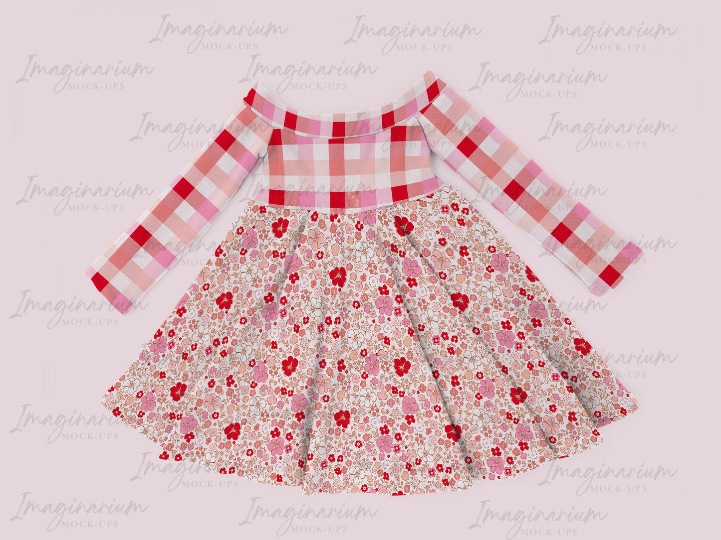 BUNDLE Hibiscus Dress Mock Up, Off Shoulder Dress, Realistic Clothing Mockups for Photoshop and Procreate