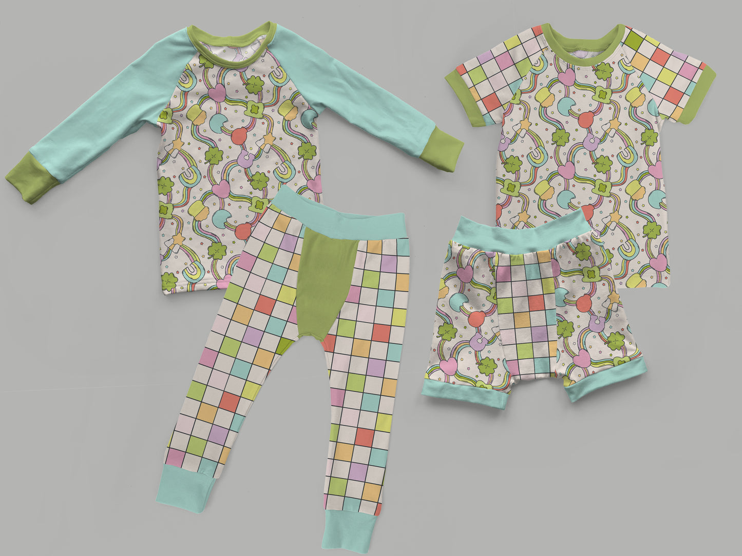 Outfit Bundle Lowland PJ Pants Fabric Waist and Raglan PJ Top Mockup, Realistic Clothing Mock Up for Photoshop and Procreate