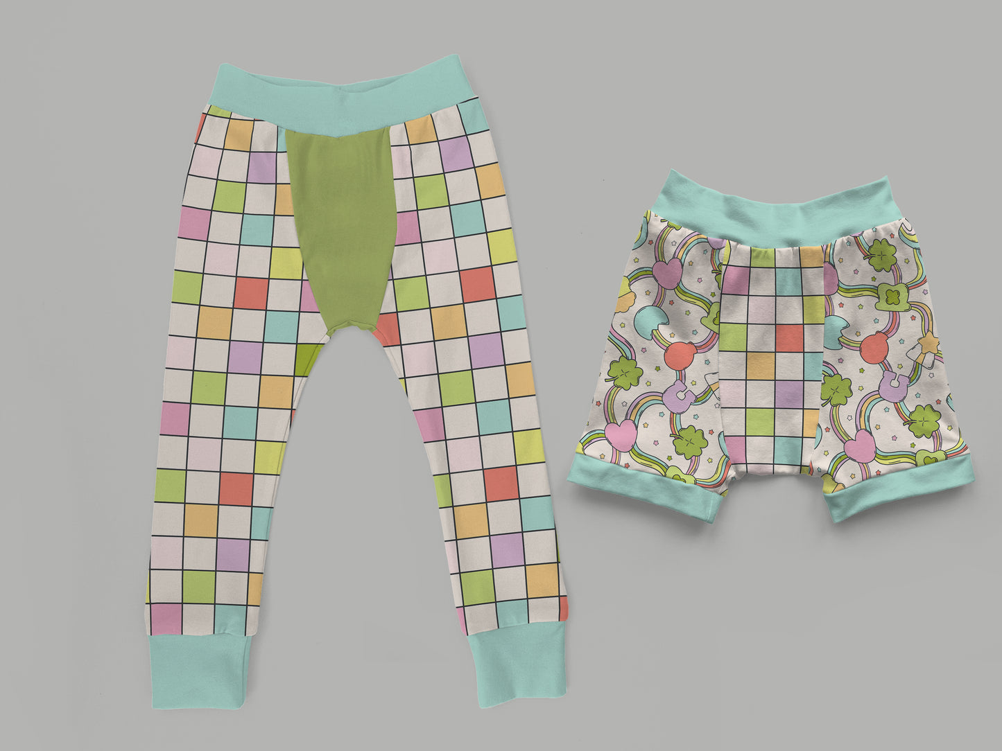 Outfit Bundle Lowland PJ Pants Fabric Waist and Raglan PJ Top Mockup, Realistic Clothing Mock Up for Photoshop and Procreate