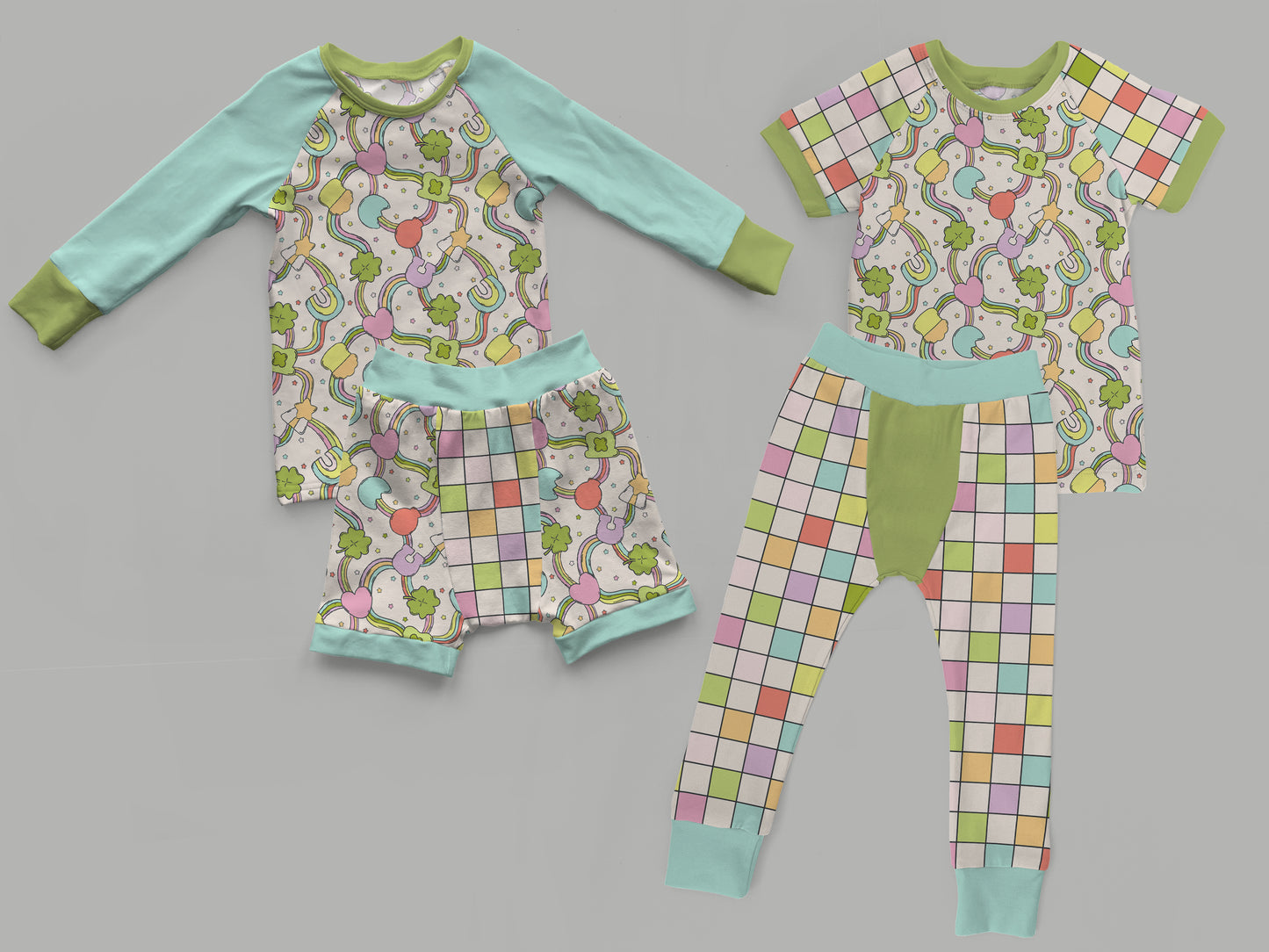 Outfit Bundle Lowland PJ Pants Fabric Waist and Raglan PJ Top Mockup, Realistic Clothing Mock Up for Photoshop and Procreate