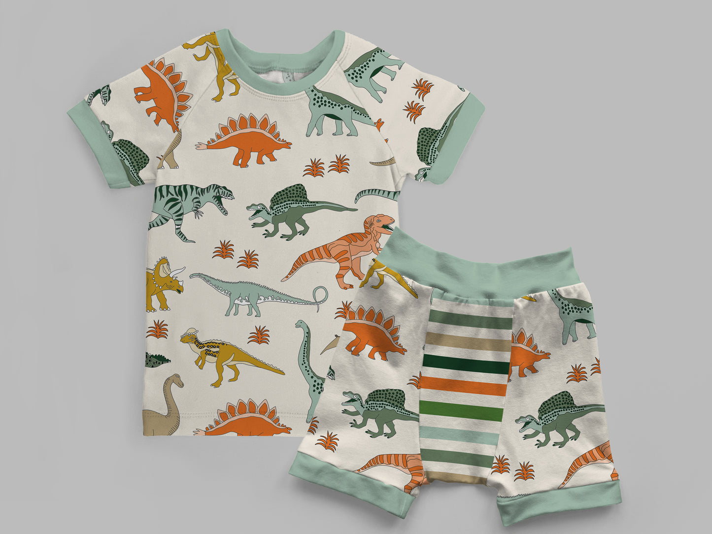 Outfit Bundle Lowland PJ Pants Fabric Waist and Raglan PJ Top Mockup, Realistic Clothing Mock Up for Photoshop and Procreate