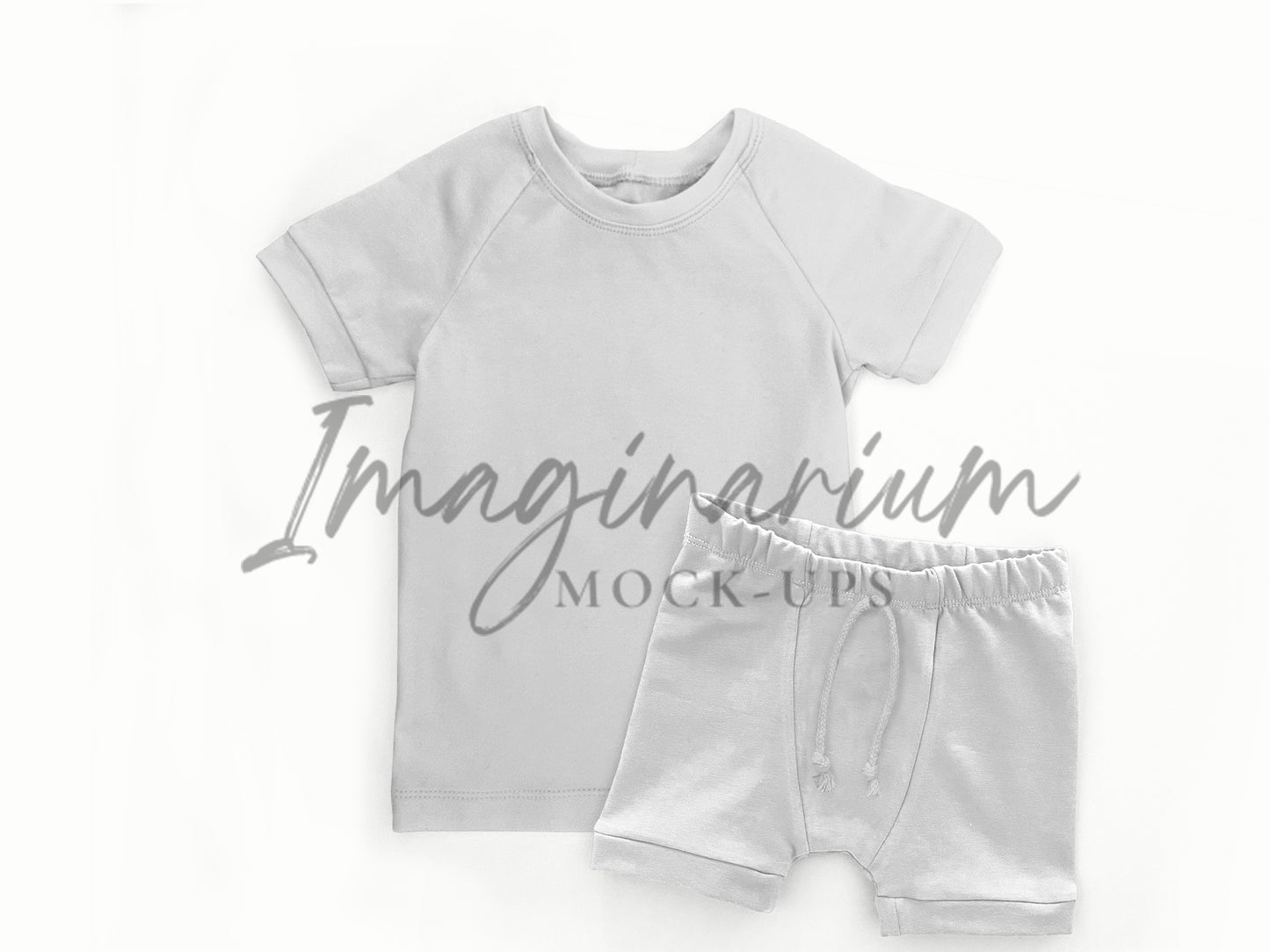 Lowland PJs Elastic Waist Shorts and Raglan Short Sleeve PJ Top Mockup, Realistic Clothing Mock Up for Photoshop and Procreate