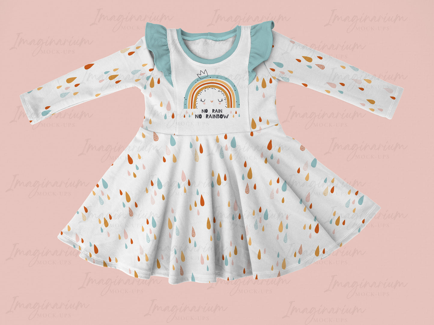 Long Sleeve Mariposa Dress Mock Up, Realistic Clothing Mockup for Photoshop and Procreate