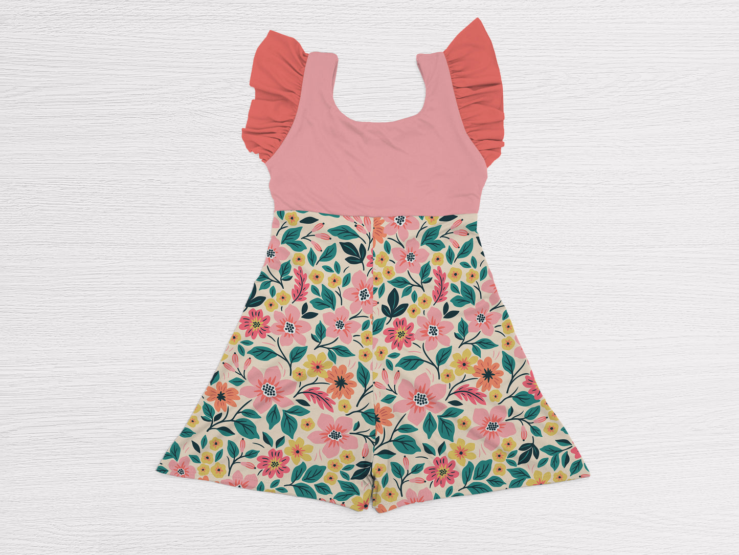 Petal Romper Wide Leg Shorts Mock Up, Realistic Clothing Mockup for Photoshop and Procreate