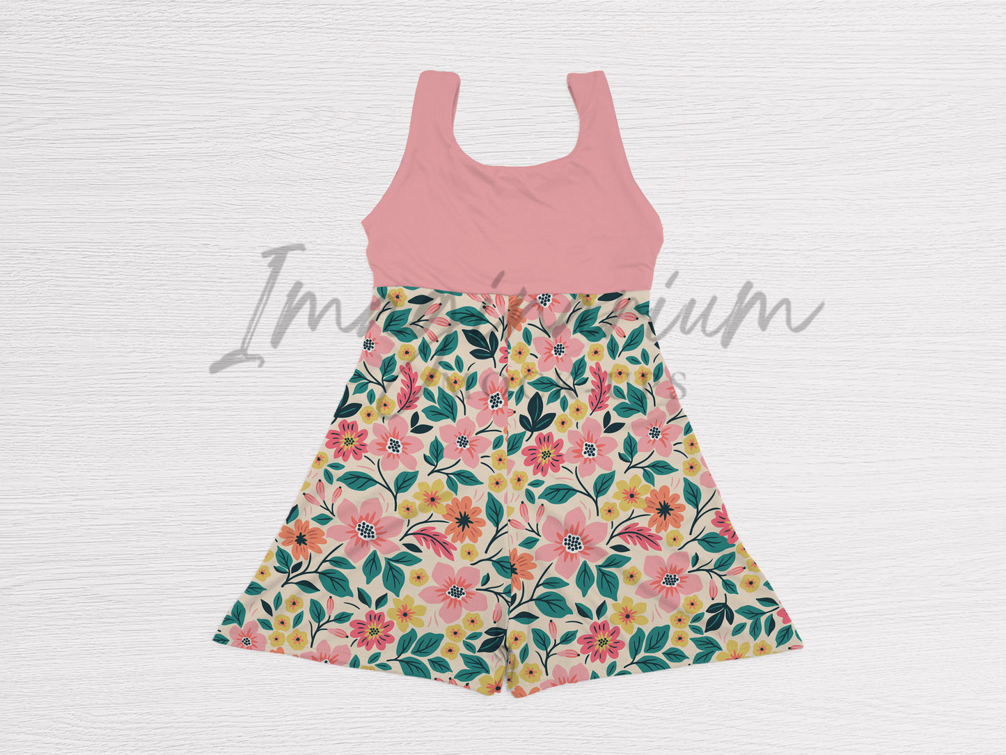 Petal Romper Wide Leg Shorts Mock Up, Realistic Clothing Mockup for Photoshop and Procreate