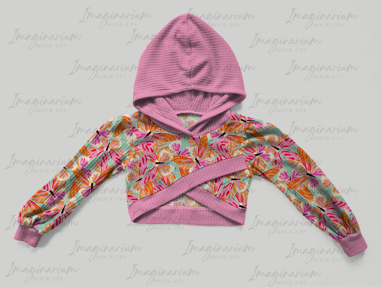 Hooded Pumpkin Pullover, Tulip Front Long Sleeve Cropped Sweater Mock Up, Realistic Clothing Mockup for Photoshop and Procreate