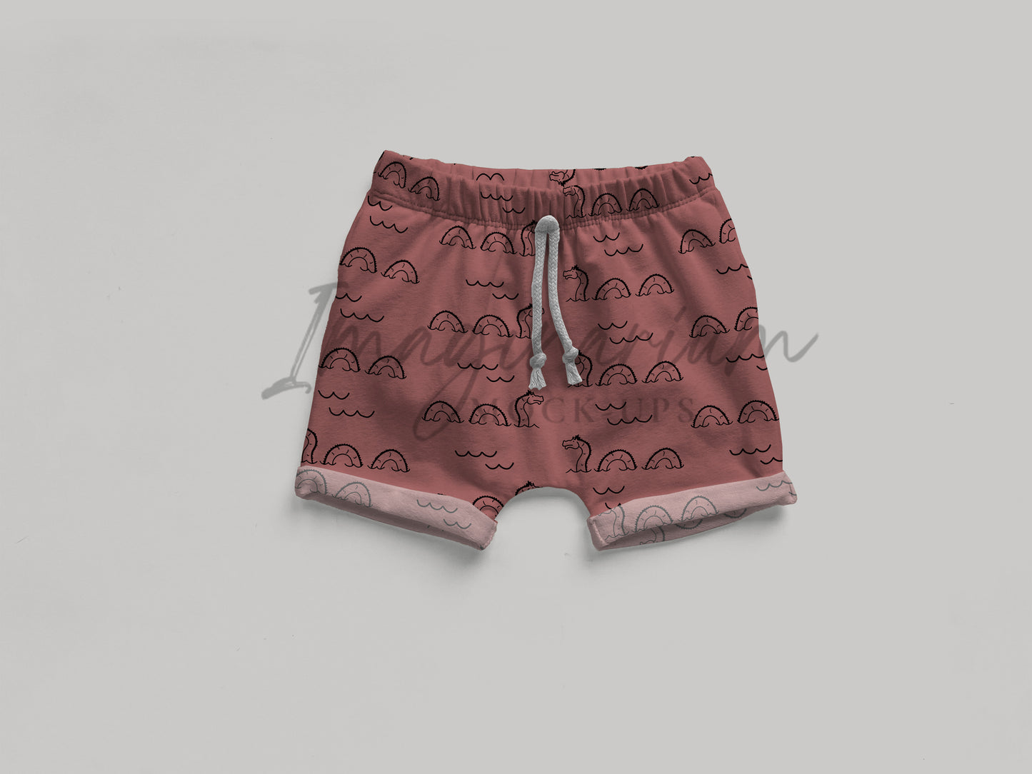 Gus + Steel Rolled Hem Shorts Mock Up, Realistic Clothing Mockup for Photoshop and Procreate