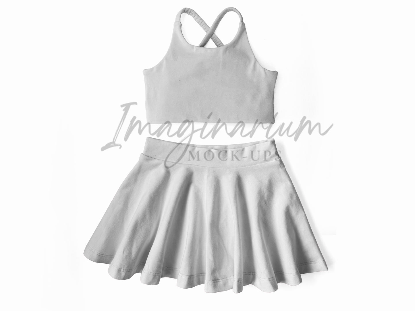 Salerno Top and Skirt Outfit Mock Up, Teardrop Back, Realistic Clothing Mockup for Photoshop and Procreate