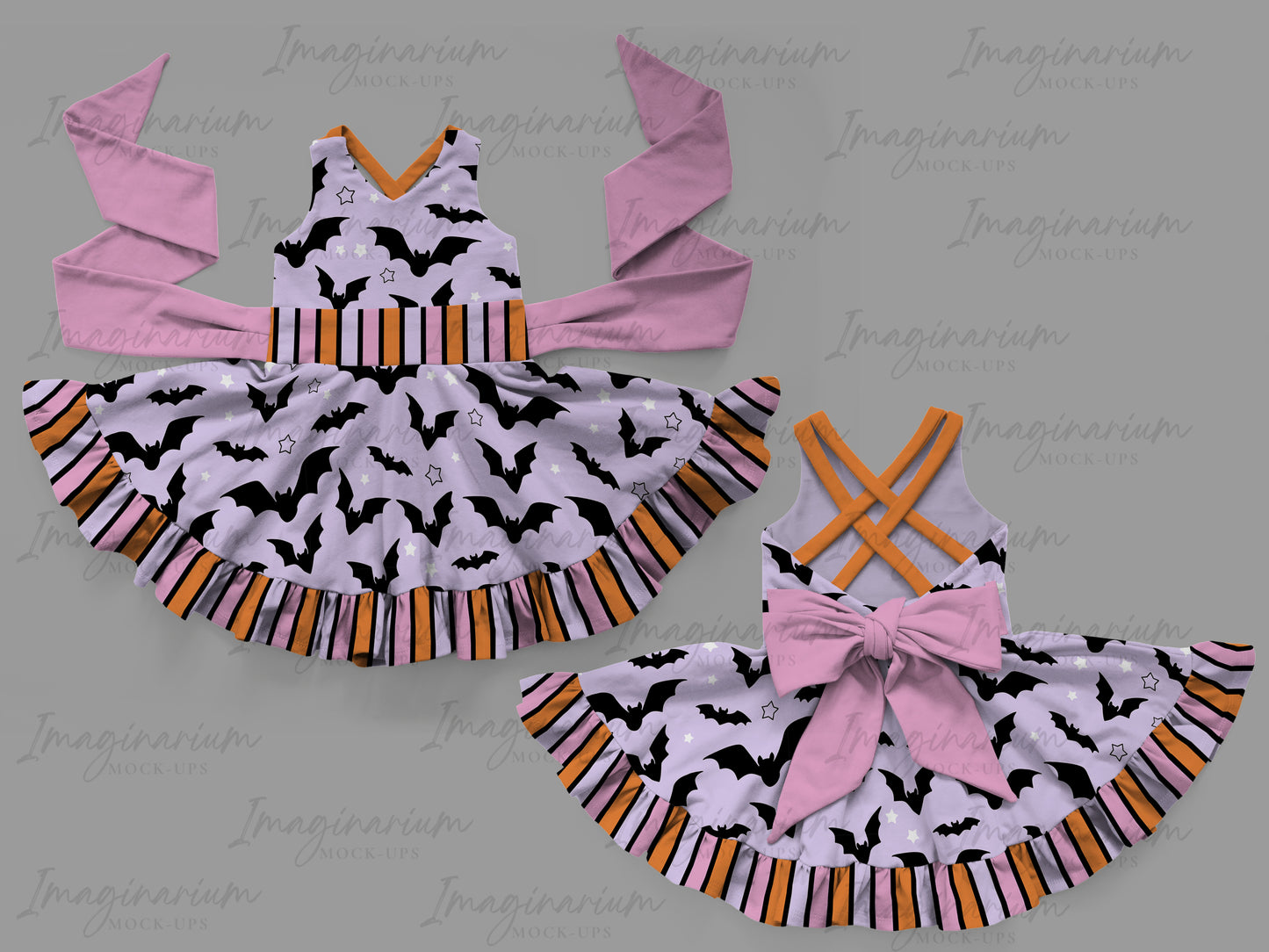Tigerlily Multi Strap Bow Back Dress Mock Up, Realistic Clothing Mockup for Photoshop and Procreate