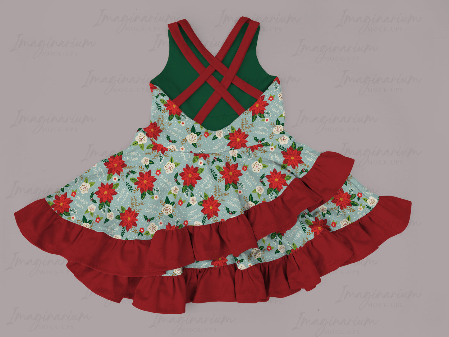 Tigerlily Multi Strap Double Flounce Skirt Dress Mock Up, Realistic Clothing Mockup for Photoshop and Procreate