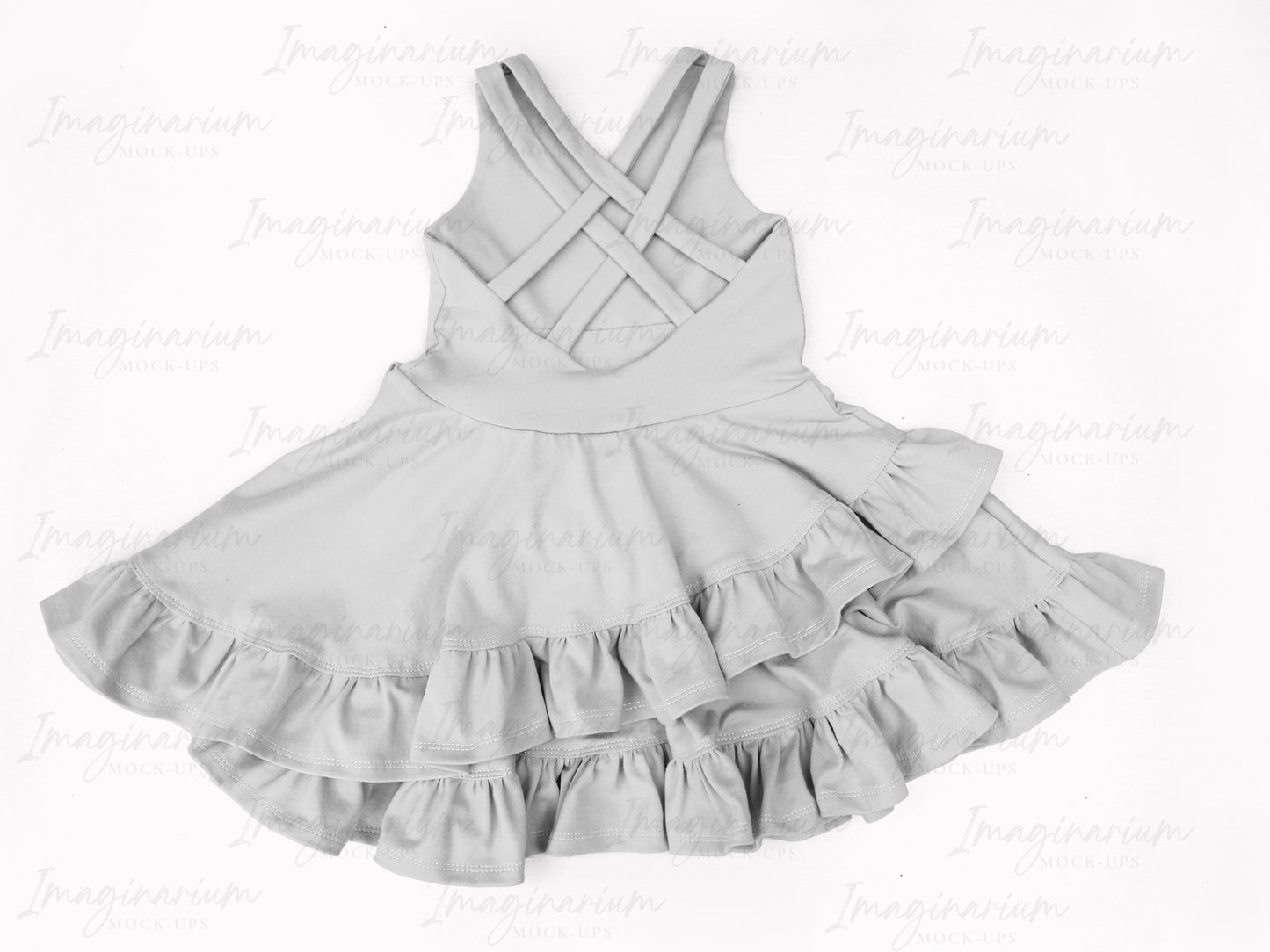Tigerlily Multi Strap Double Flounce Skirt Dress Mock Up, Realistic Clothing Mockup for Photoshop and Procreate