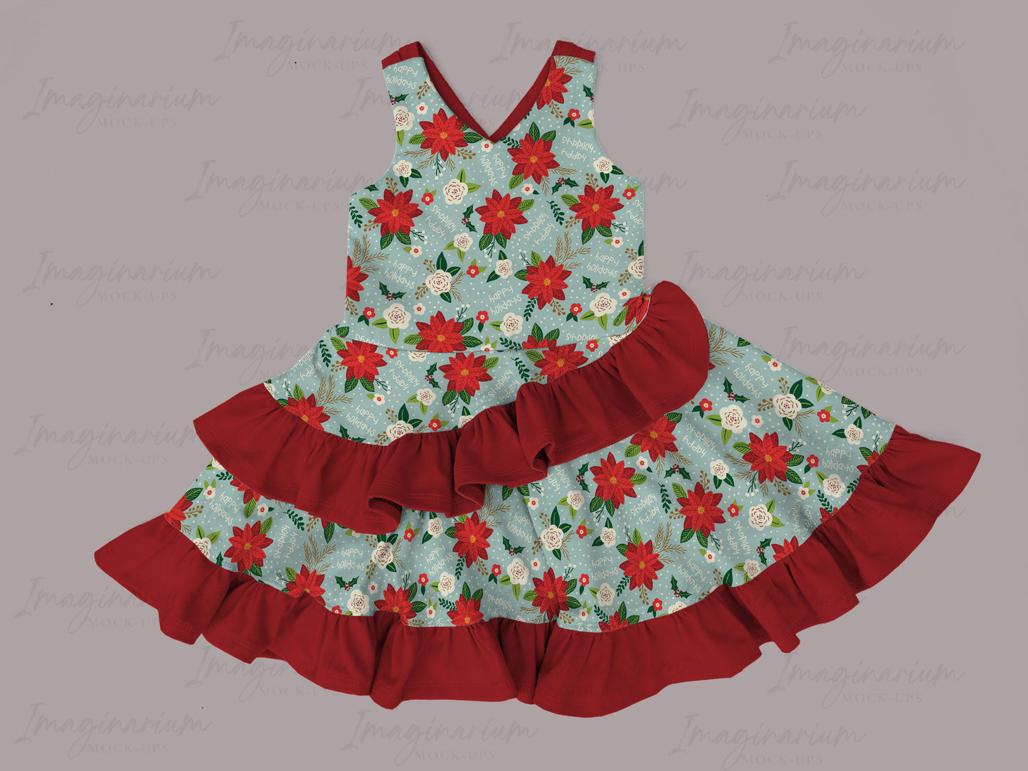 Tigerlily Multi Strap Double Flounce Skirt Dress Mock Up, Realistic Clothing Mockup for Photoshop and Procreate