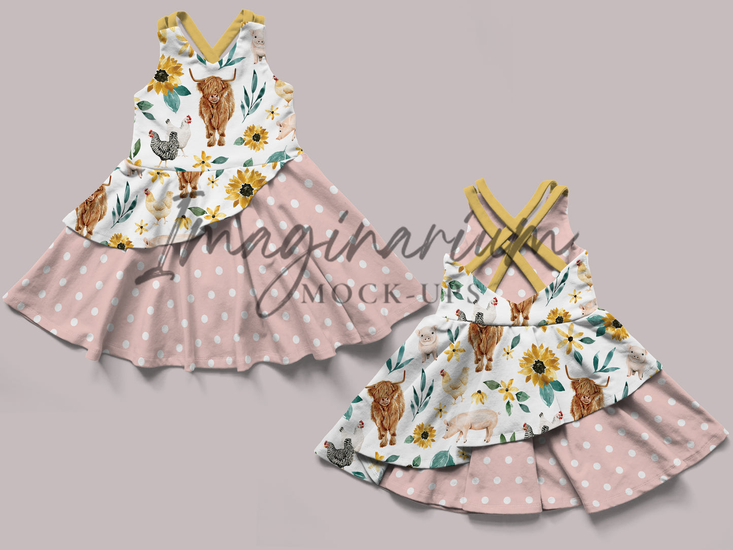Tigerlily Multi Strap Tiered Skirt Dress Mock Up, Realistic Clothing Mockup for Photoshop and Procreate