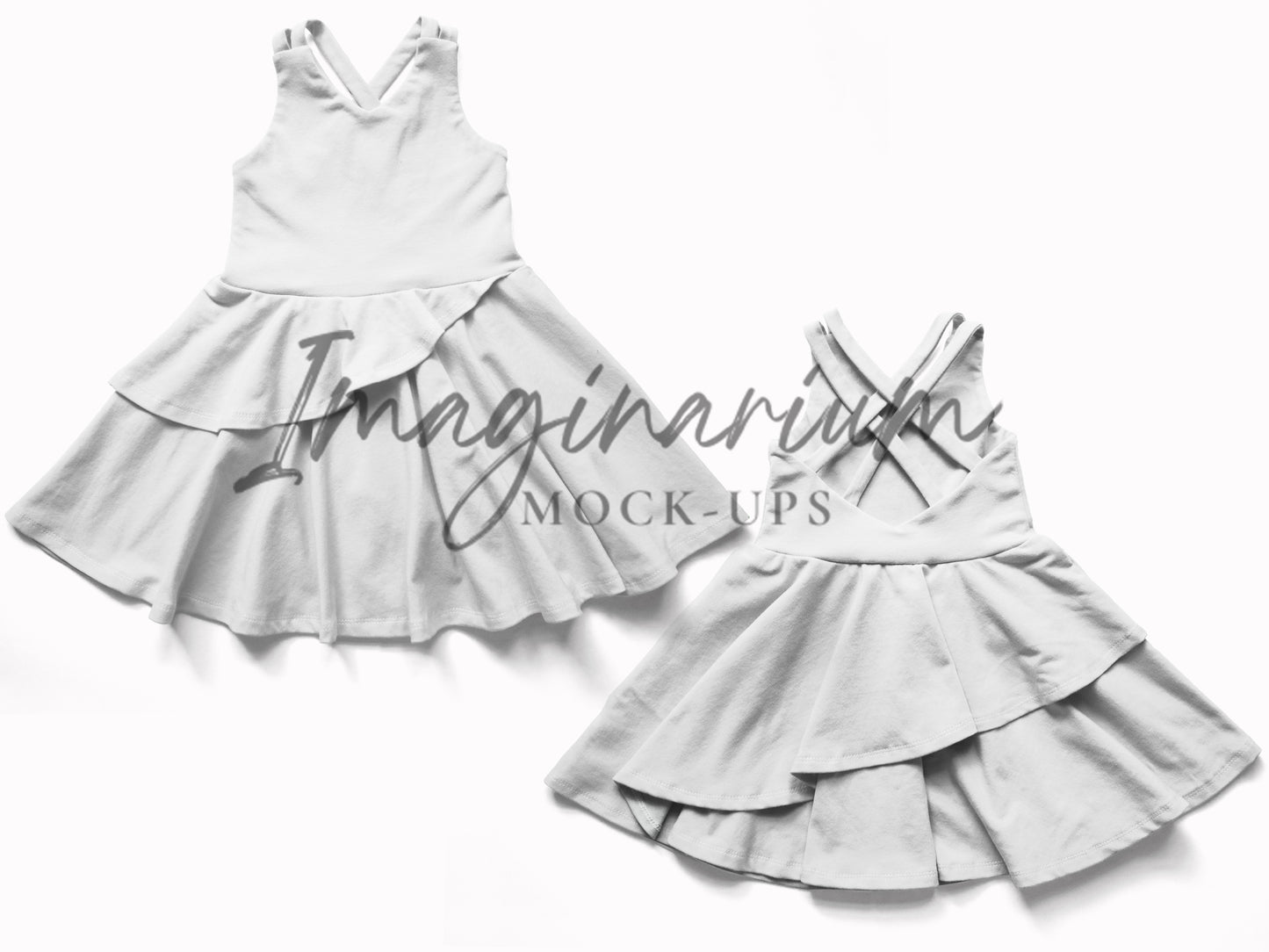 Tigerlily Multi Strap Tiered Skirt Dress Mock Up, Realistic Clothing Mockup for Photoshop and Procreate