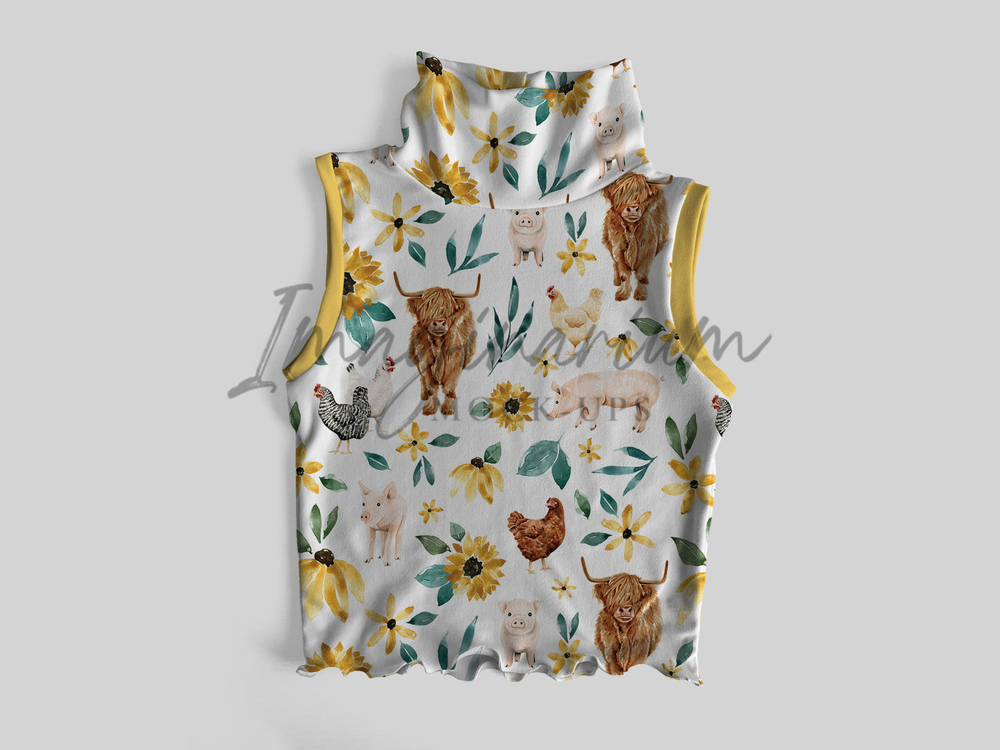 Mock Neck Tank Mock Up, Realistic Clothing Mockup for Procreate and Photoshop