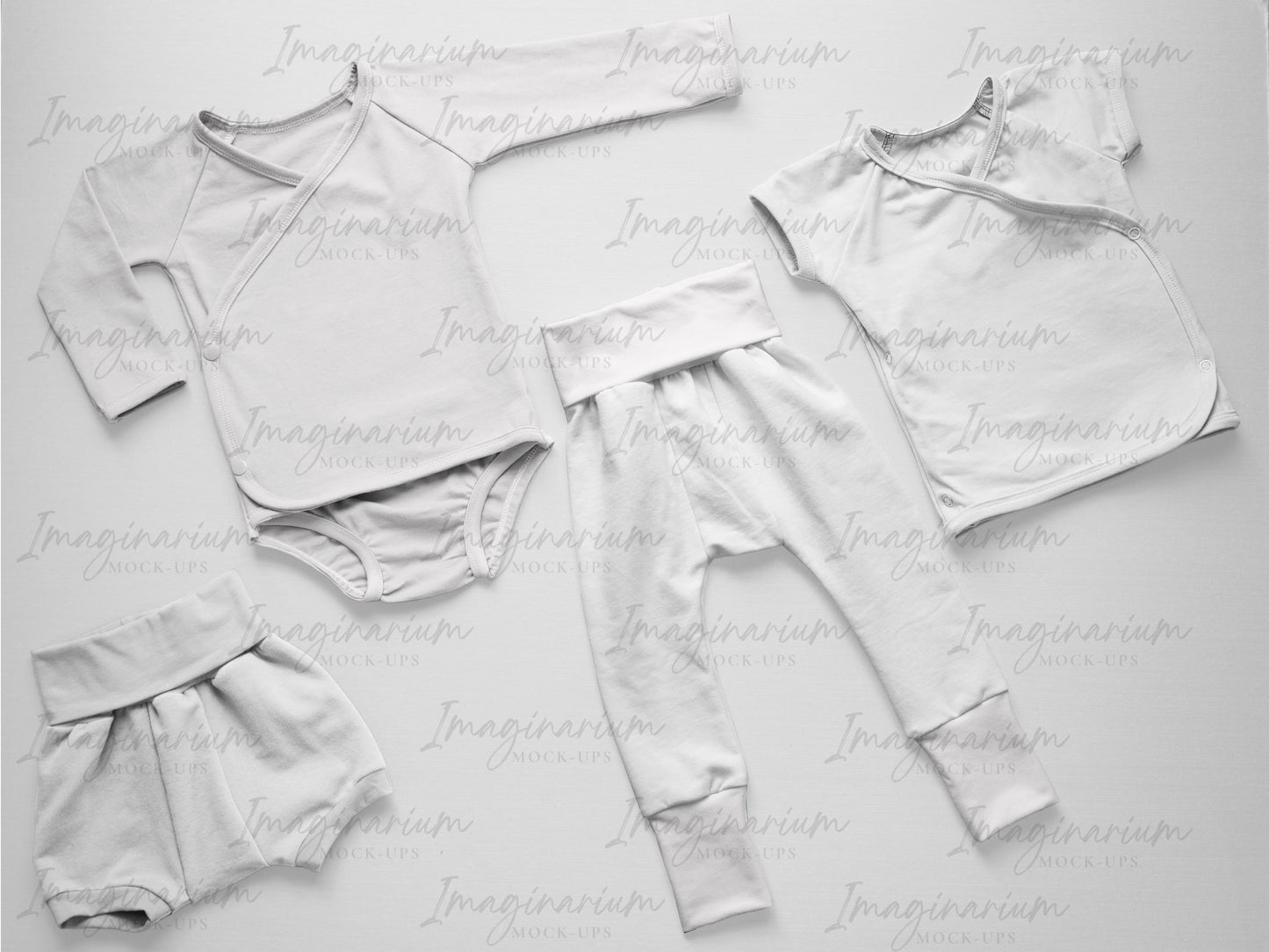 Baby Wrap Set BUNDLE, Group Flat lay and individual item Mock-ups, Realistic Clothing Mockup for Procreate and Photoshop