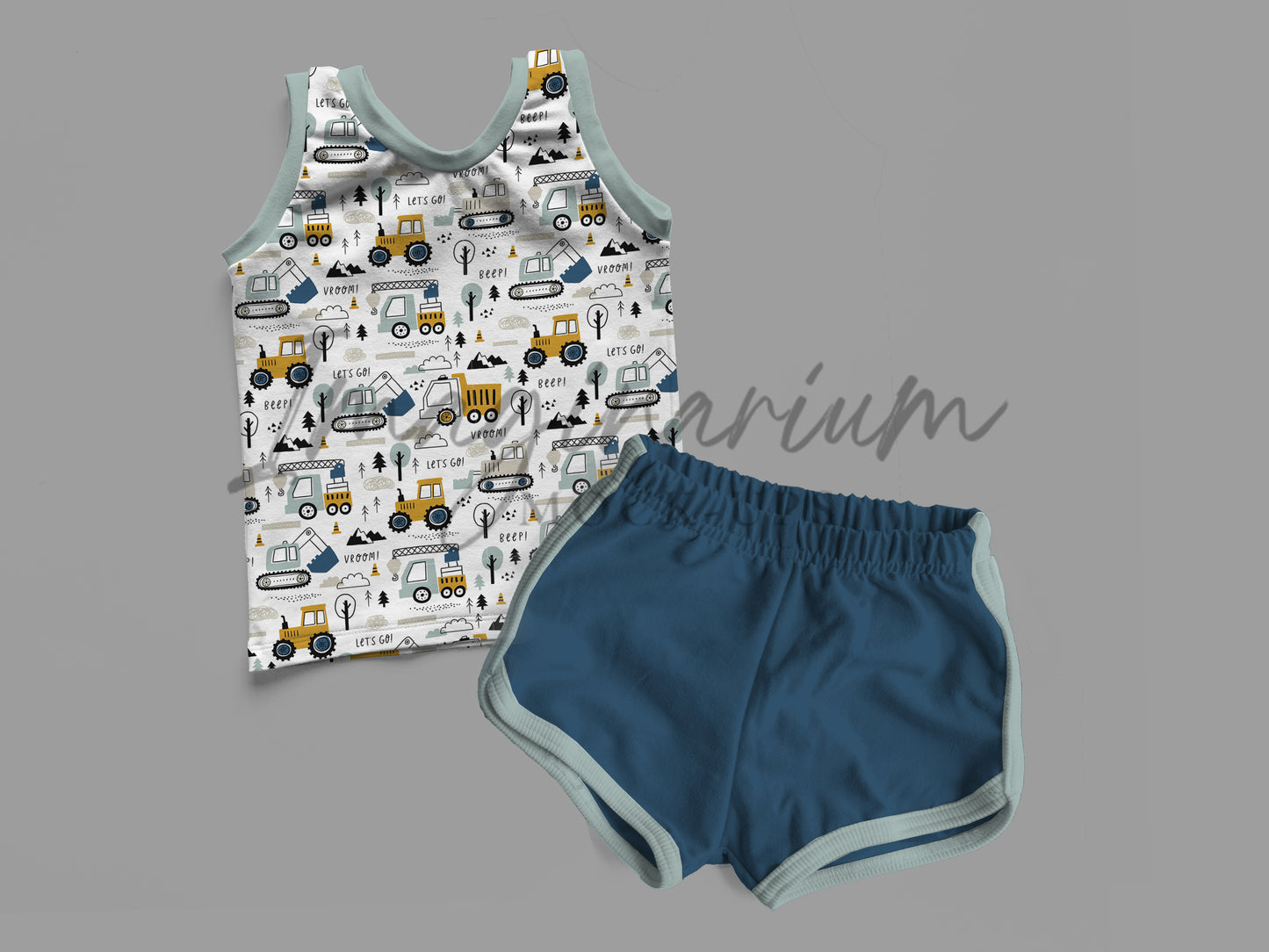 Track Shorts and Olive Tank Top Outfit Mock Up, Realistic Clothing Mockup for Photoshop and Procreate