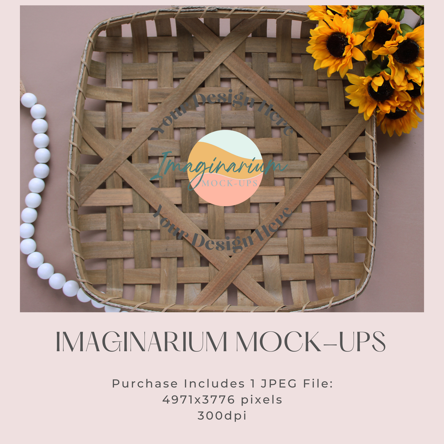 Sunflowers and Basket Digital Flatlay Background