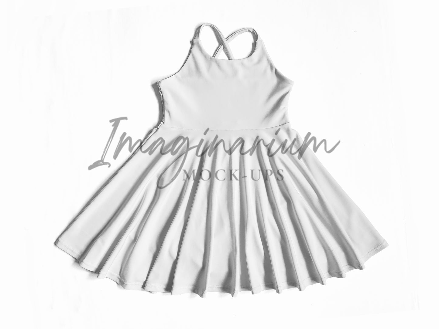Cross Strap Back Circle Skirt Brielle Dress Mock Up, Realistic Clothing Mockup for Photoshop and Procreate
