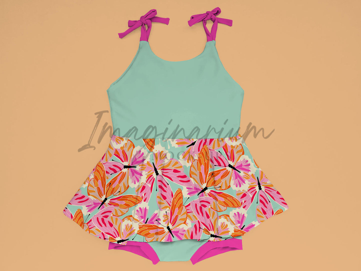 Brielle Tie Strap Skirted Romper Mock Up, Realistic Clothing Mockup for Photoshop and Procreate