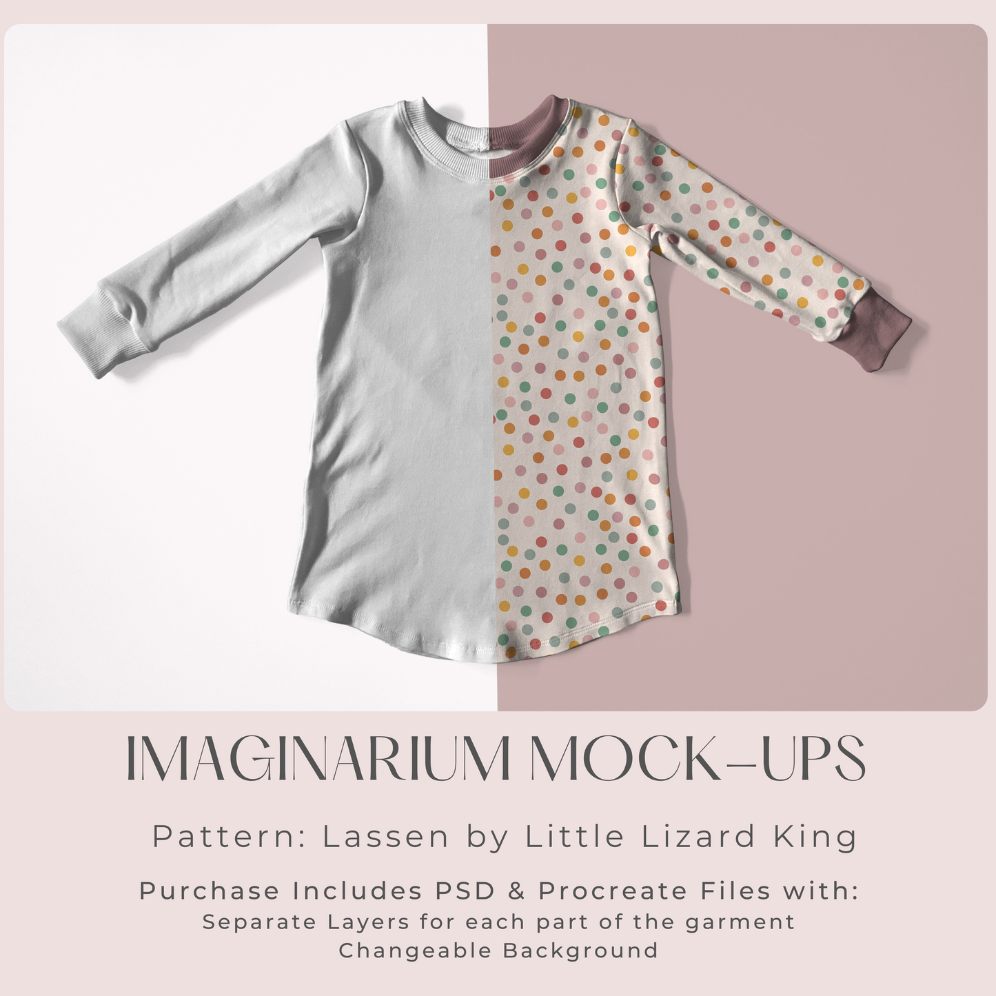 Long Sleeve Nightgown Mockup, Realistic Clothing Mock Up for Photoshop and Procreate