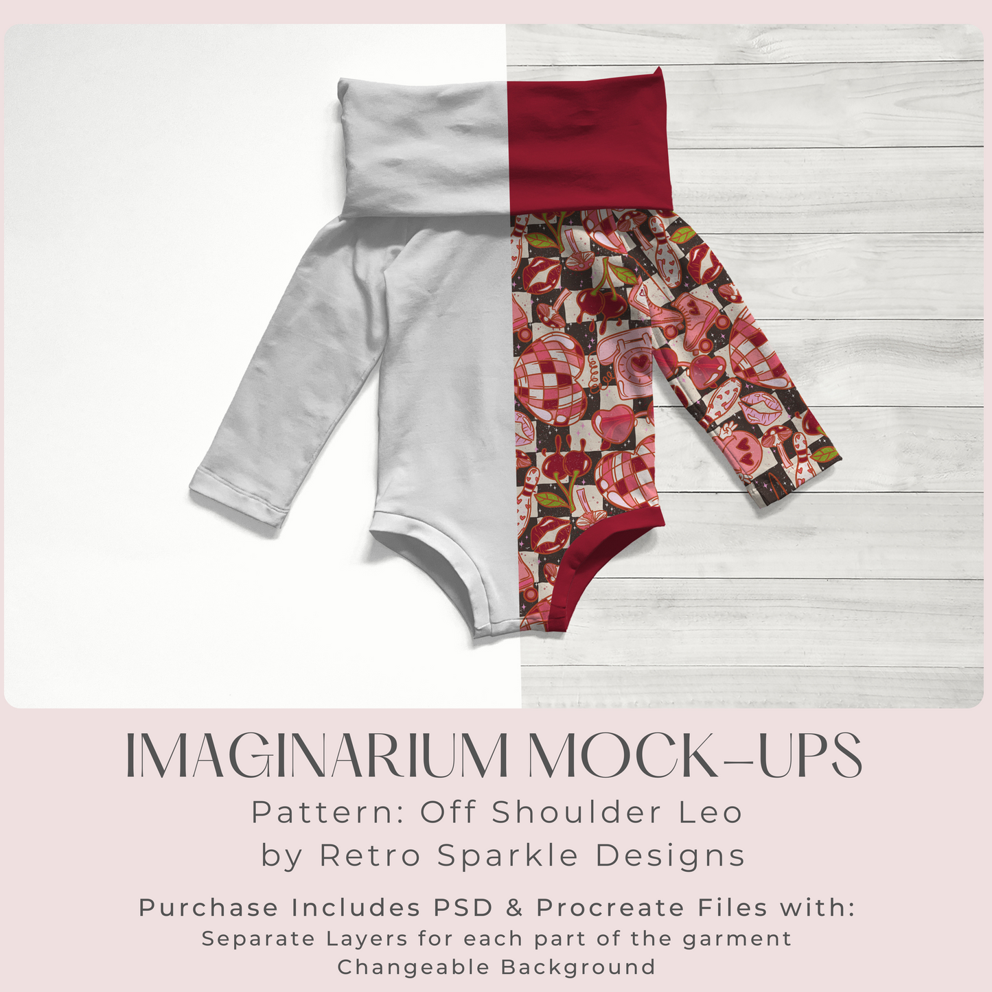 Long Sleeve Off Shoulder Leo Mock Up, Realistic Leotard Mockup for Photoshop and Procreate