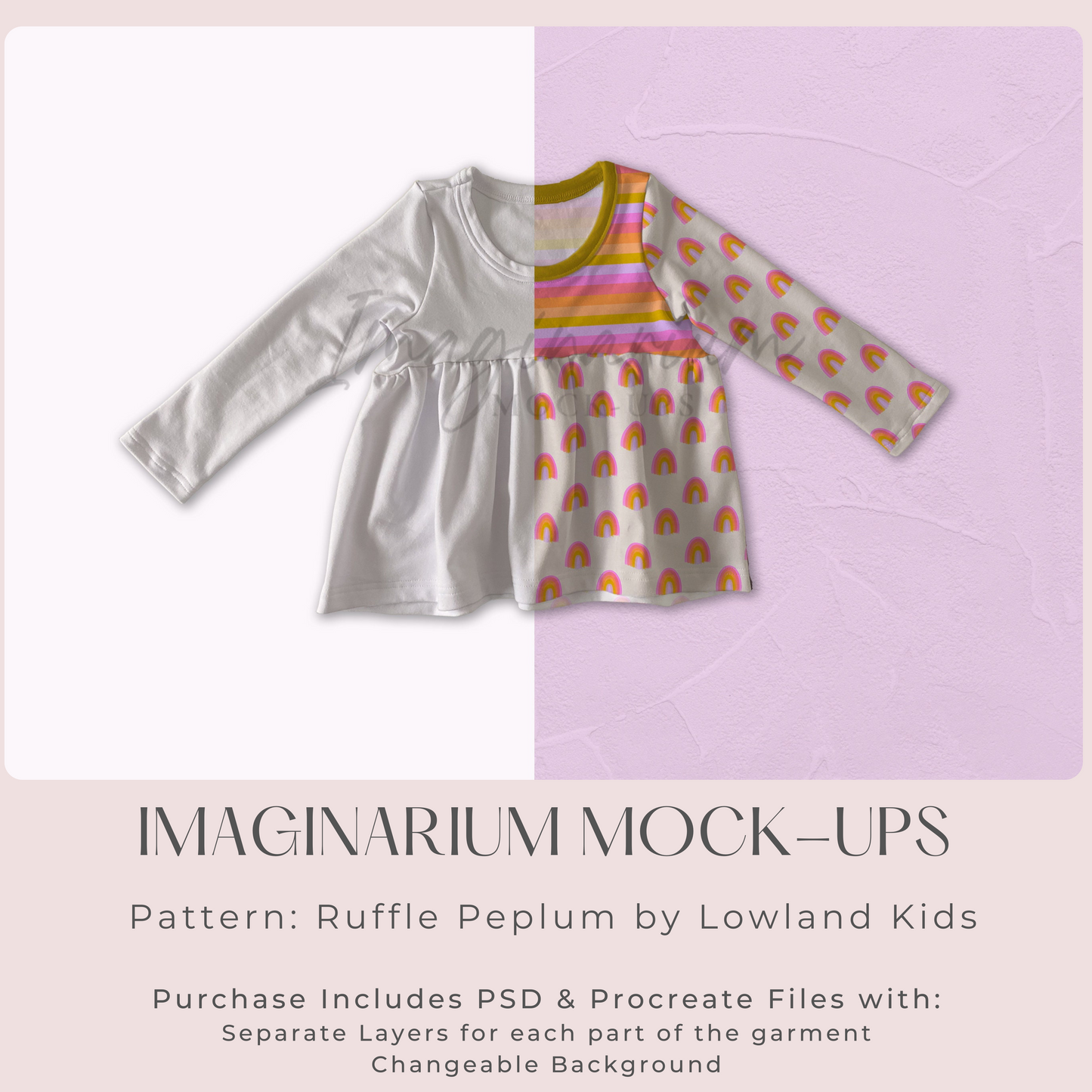 Long Sleeve Peplum Shirt Mock Up, Realistic Clothing Mockup for Photoshop and Procreate