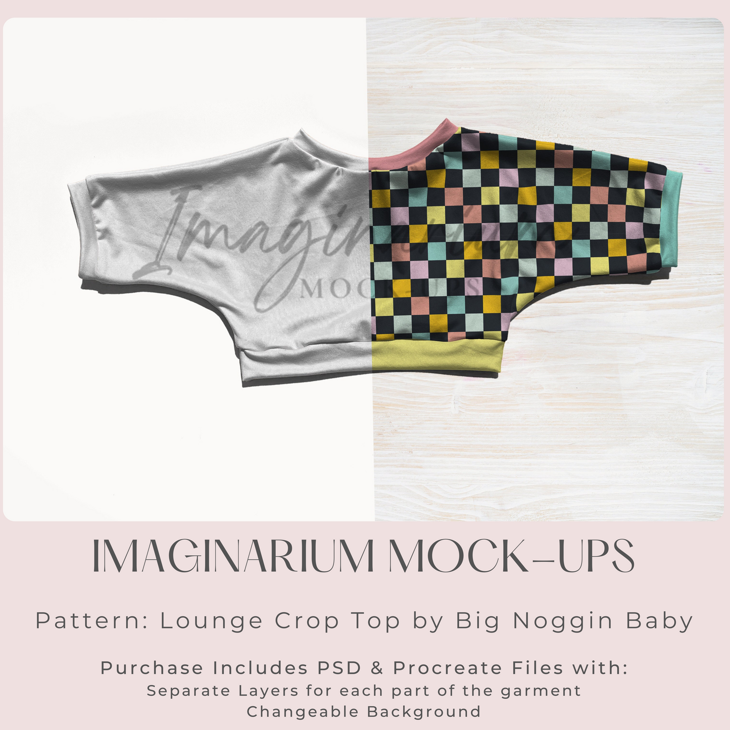 Long Sleeve Lounge Crop Top Mock Up, Realistic Clothing Mockup for Photoshop and Procreate