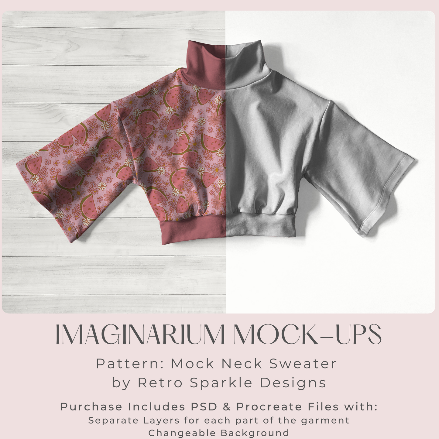 Bell Sleeve Mock Neck Sweater Mock Up, Bell Sleeve Long Sleeve Sweater Mock Ups, Realistic Procreate Mockup, Customizable Photoshop Mockup