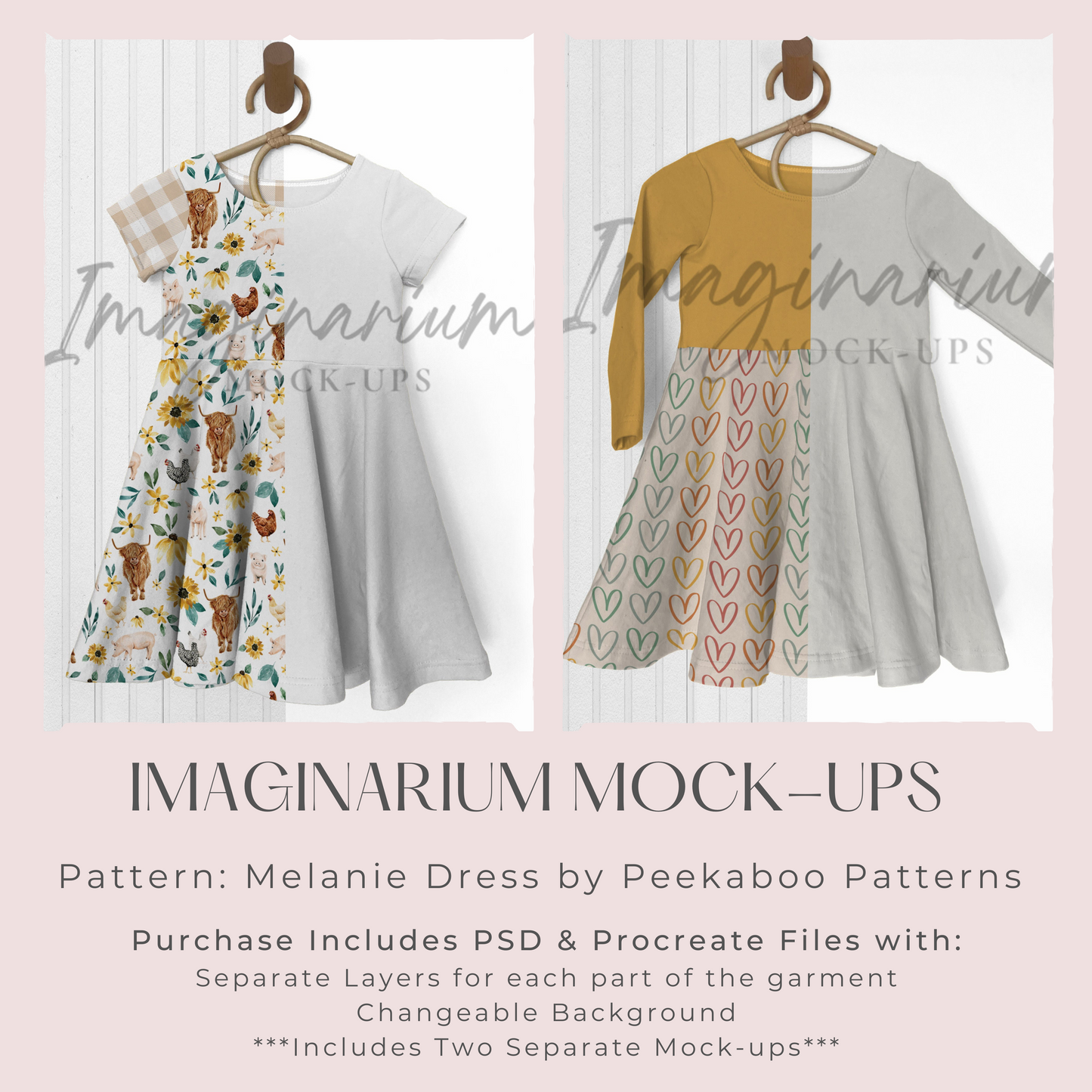 BUNDLE Melanie Circle Skirt Dress Mockup, Realistic Clothing Mock Up for Photoshop and Procreate
