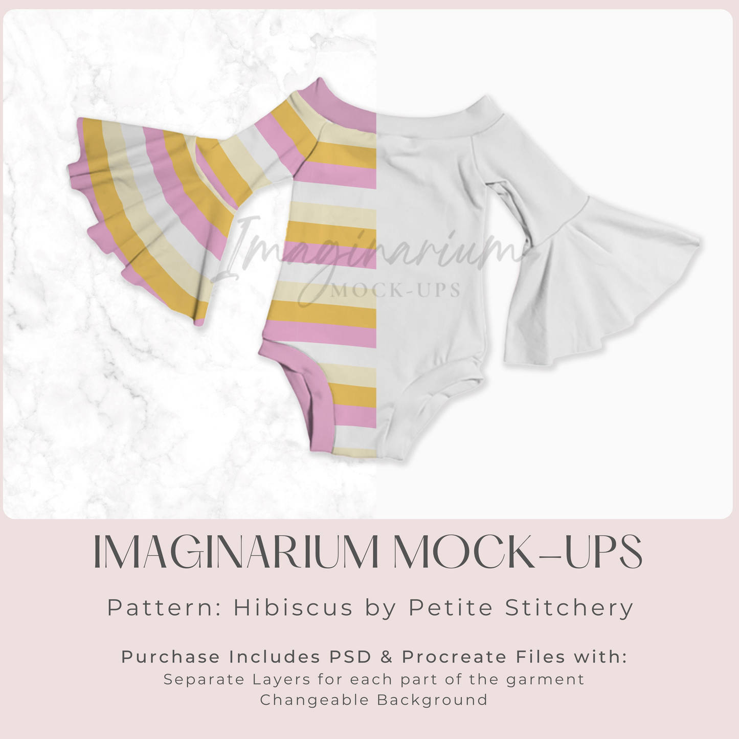 Off Shoulder Bell Sleeve Leotard Mock Up, Realistic Clothing Mockups for Photoshop and Procreate