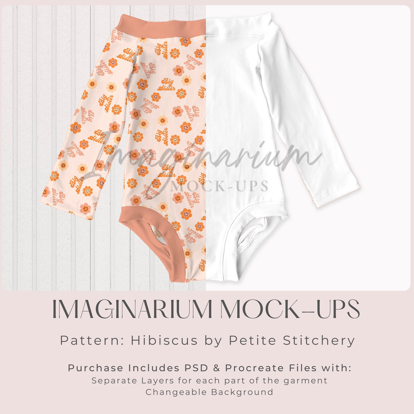 Off Shoulder Long Sleeve Leotard Mock Up, Realistic Clothing Mockups for Photoshop and Procreate