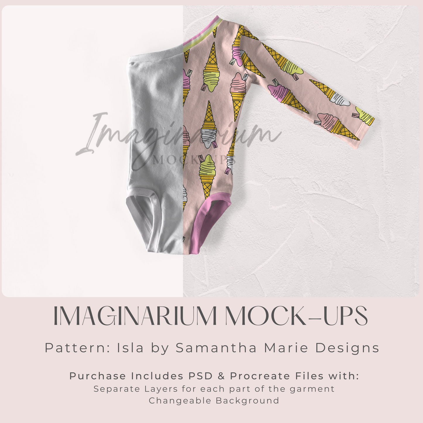 One Shoulder Long Sleeve Leotard Mockup, Realistic Clothing Mock Up for Photoshop and Procreate