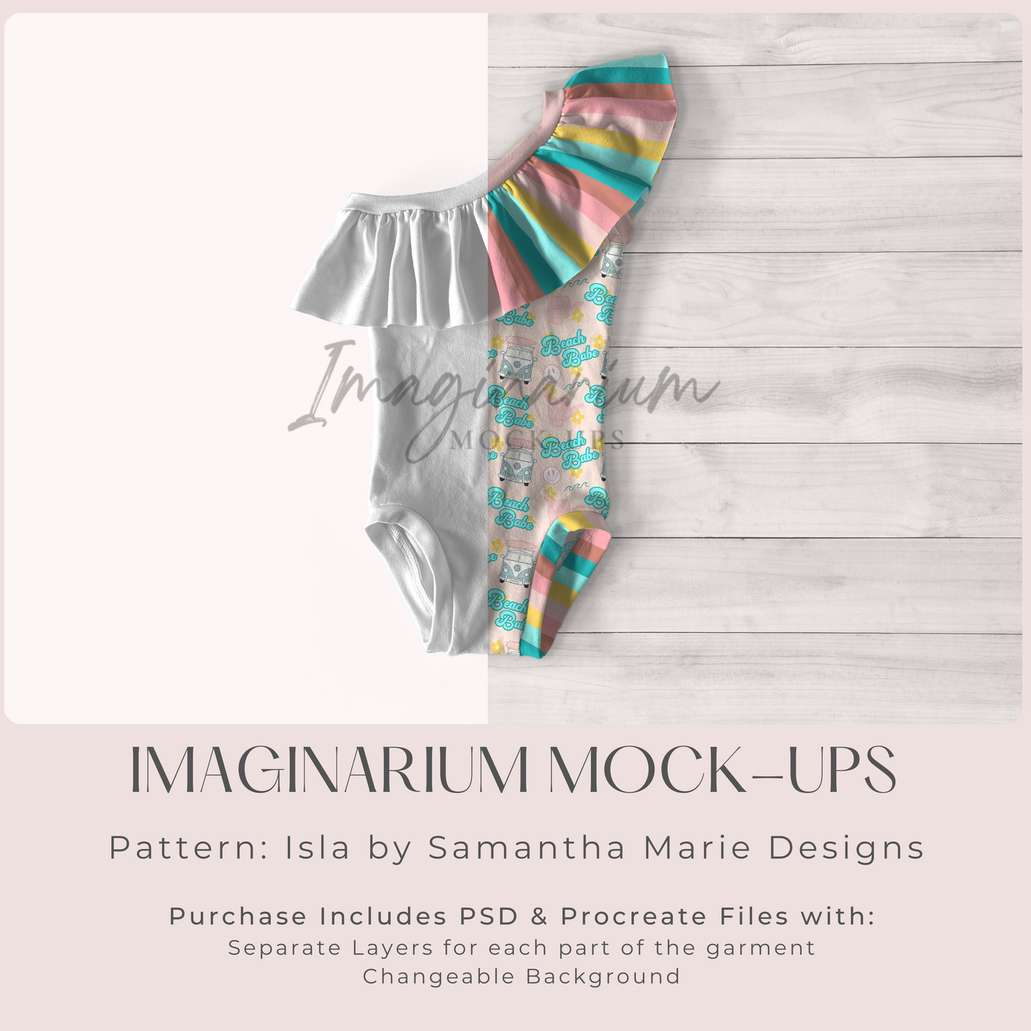 One Shoulder Ruffle Leotard Mock Up, Realistic Clothing Mockup for Photoshop and Procreate